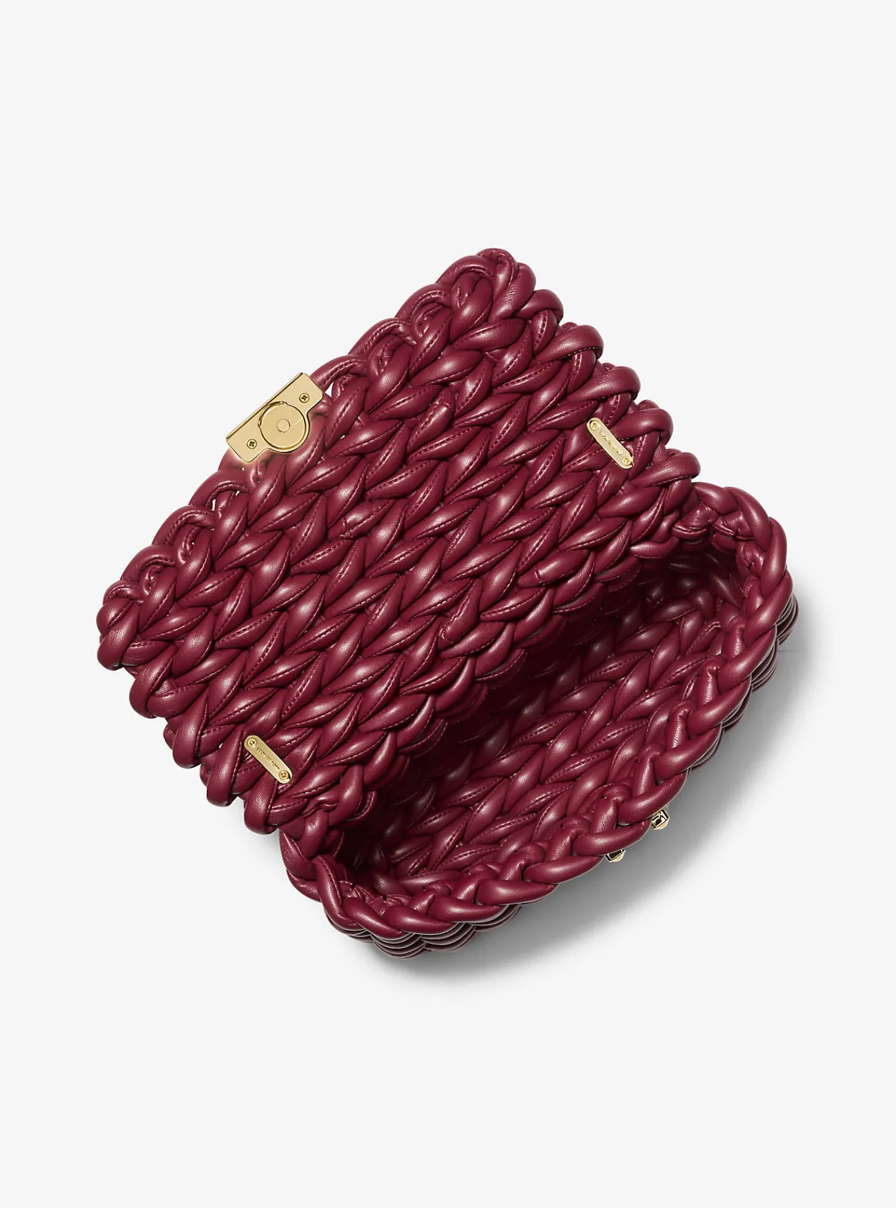 Michael Kors Schoudertas Tribeca van handgevlochten leer, groot MOERBEI Discount