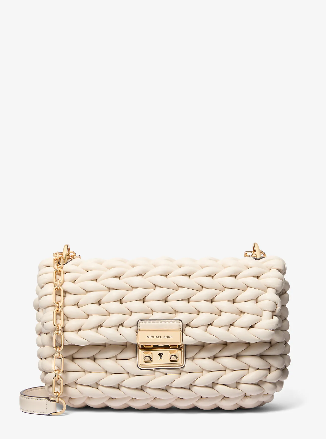 Michael Kors Schoudertas Tribeca van handgevlochten leer, groot LICHTCR&Egrave;ME Fashion