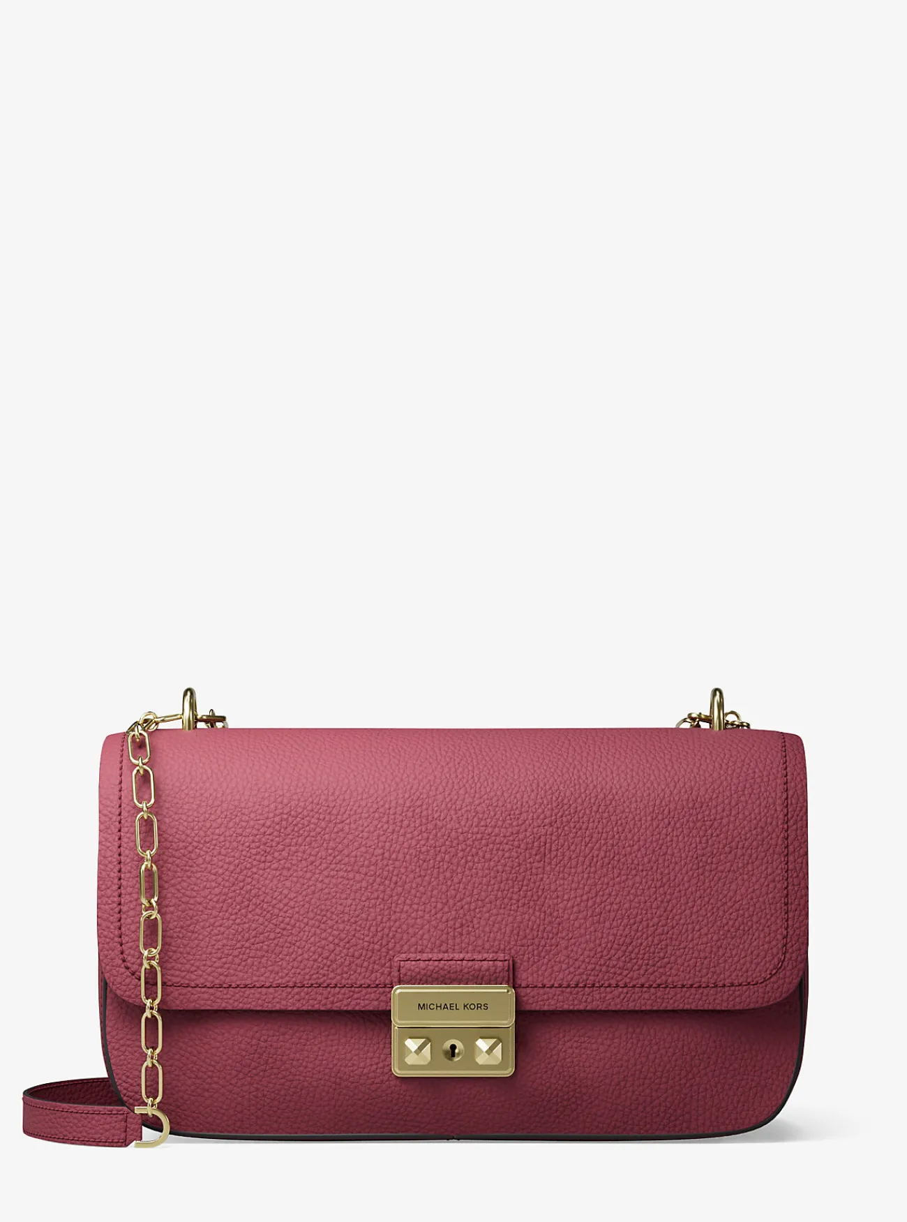 Michael Kors Schoudertas Tribeca van nubuckleer, groot MOERBEI Clearance