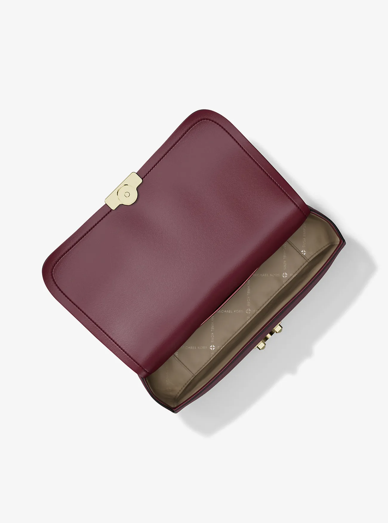 Michael Kors Schoudertas Tribeca van nubuckleer, groot MOERBEI Clearance
