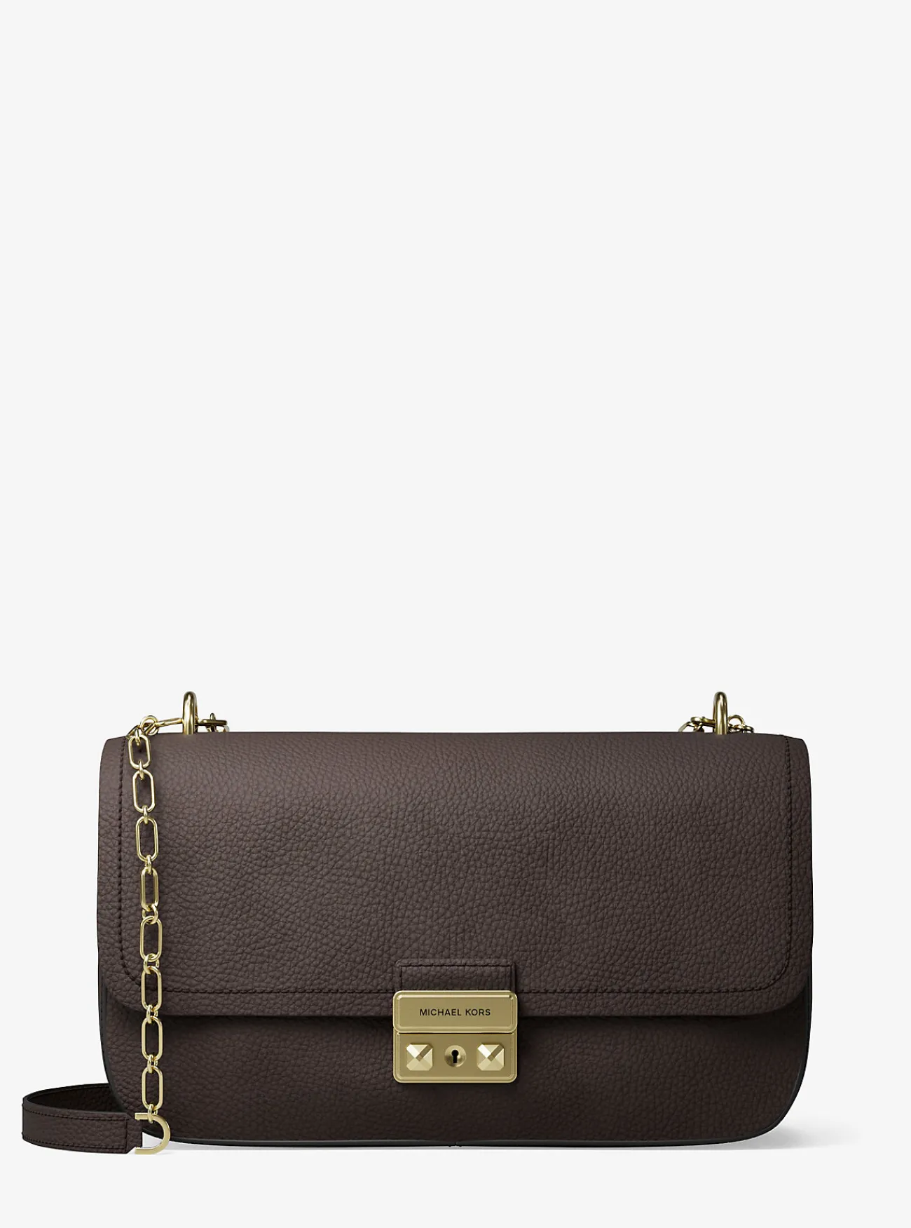 Michael Kors Schoudertas Tribeca van nubuckleer, groot CHOCOLADE Clearance
