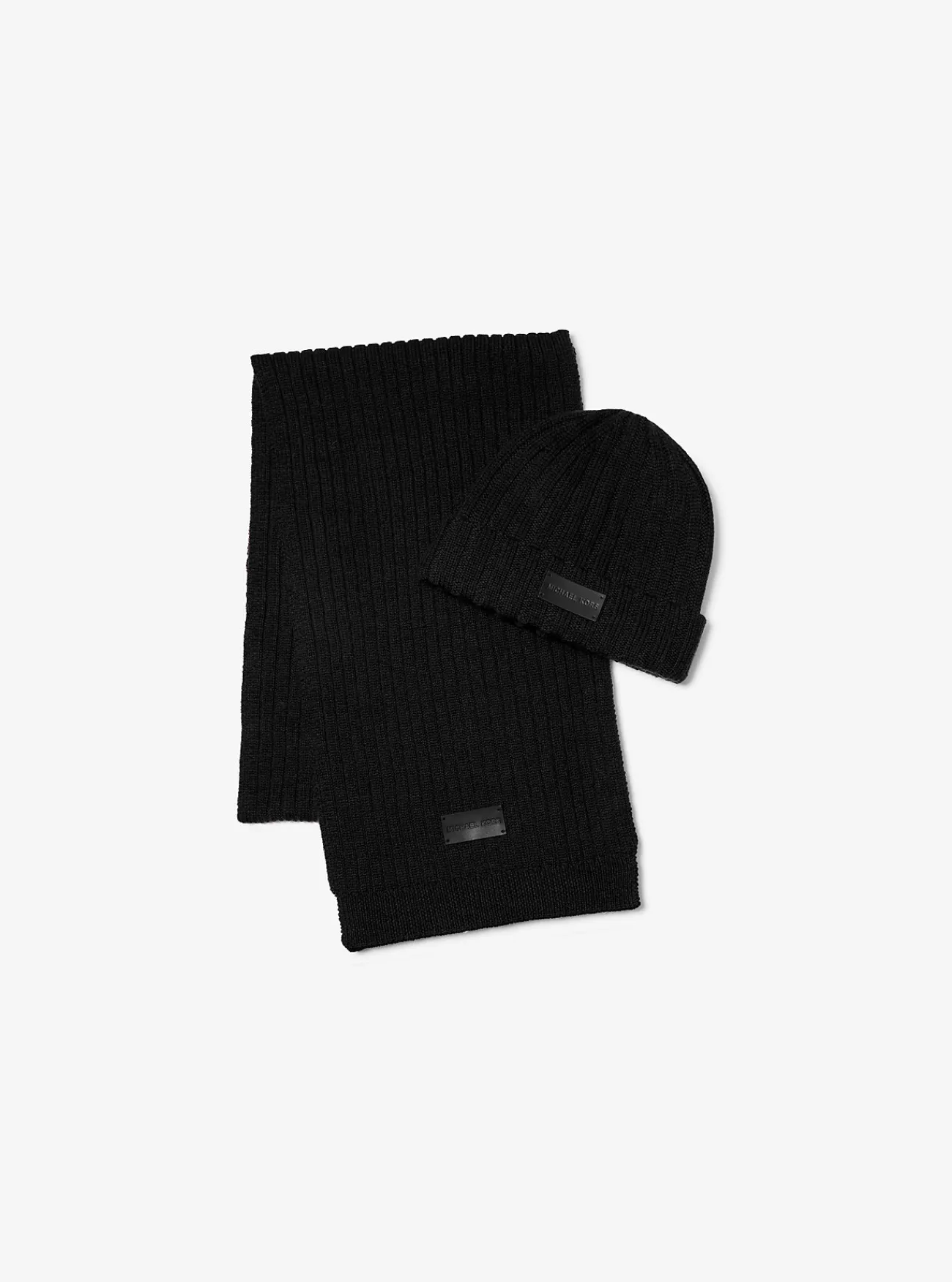 Michael Kors Set van beanie en sjaal in ribbreisel ZWART Discount