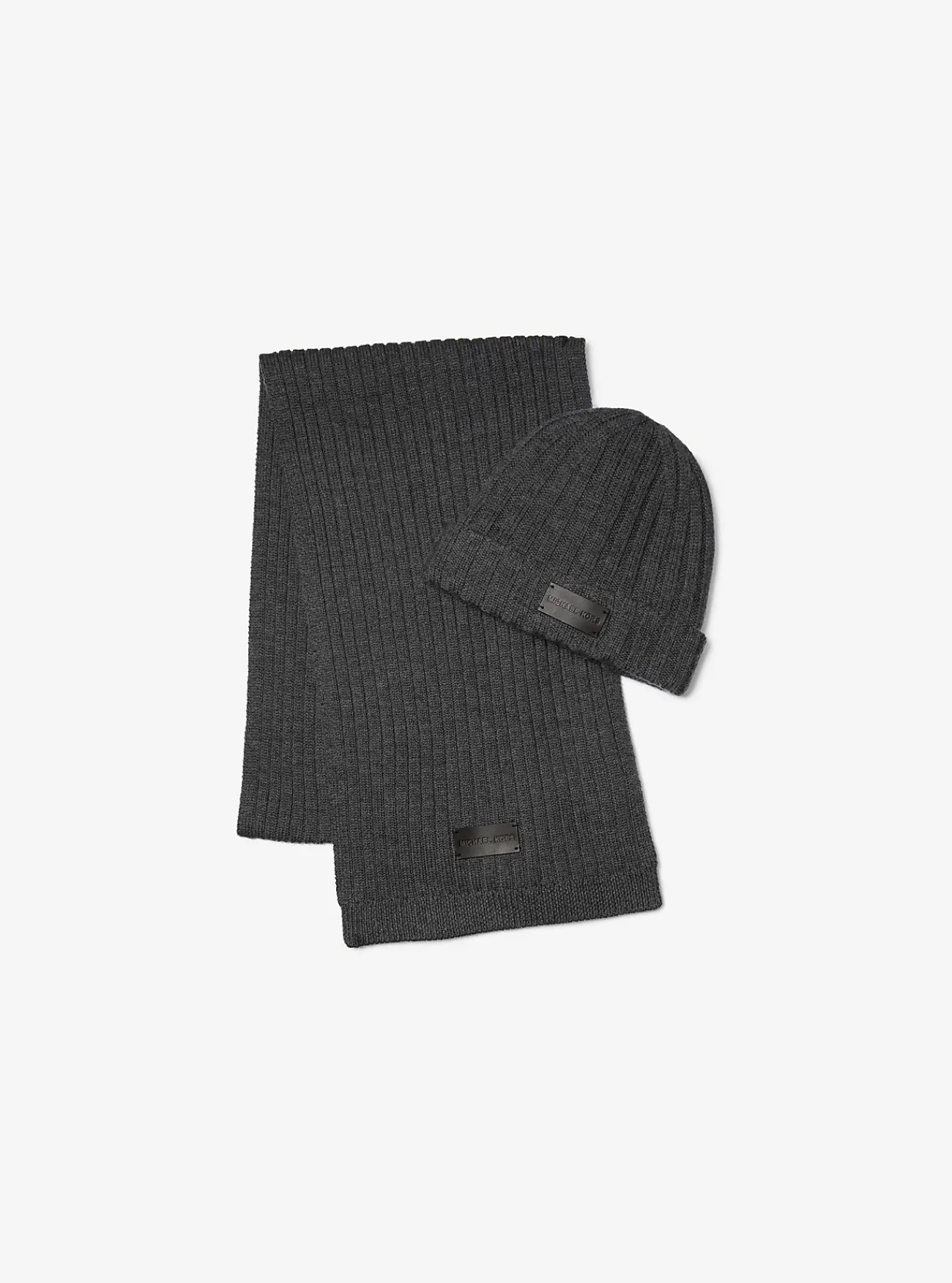 Michael Kors Set van beanie en sjaal in ribbreisel HOUTSKOOLMELANGE Discount