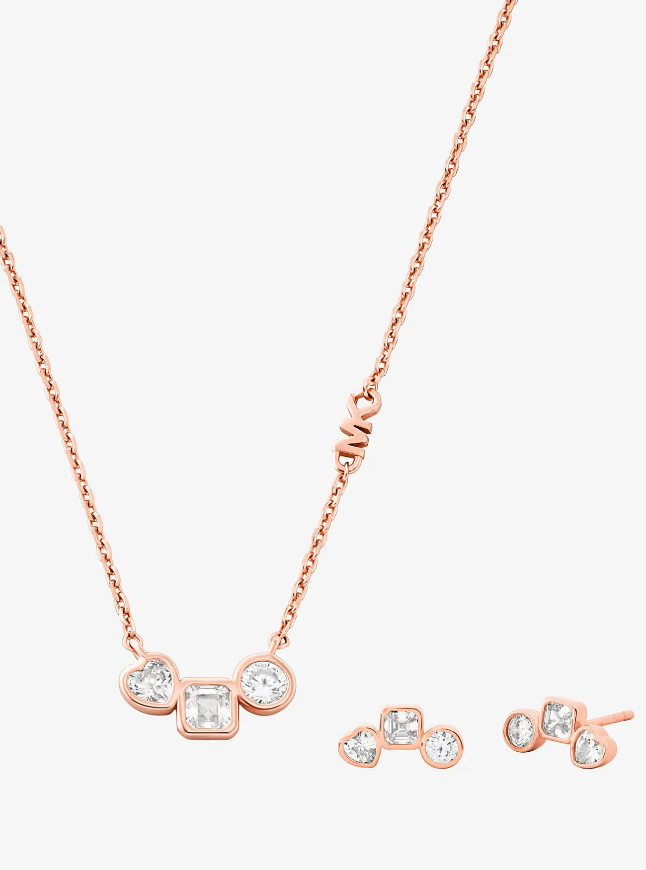Michael Kors Set van halsketting en oorknopjes met plating met edelmetaal en zirkonia ROS&Eacute;GOUD Hot
