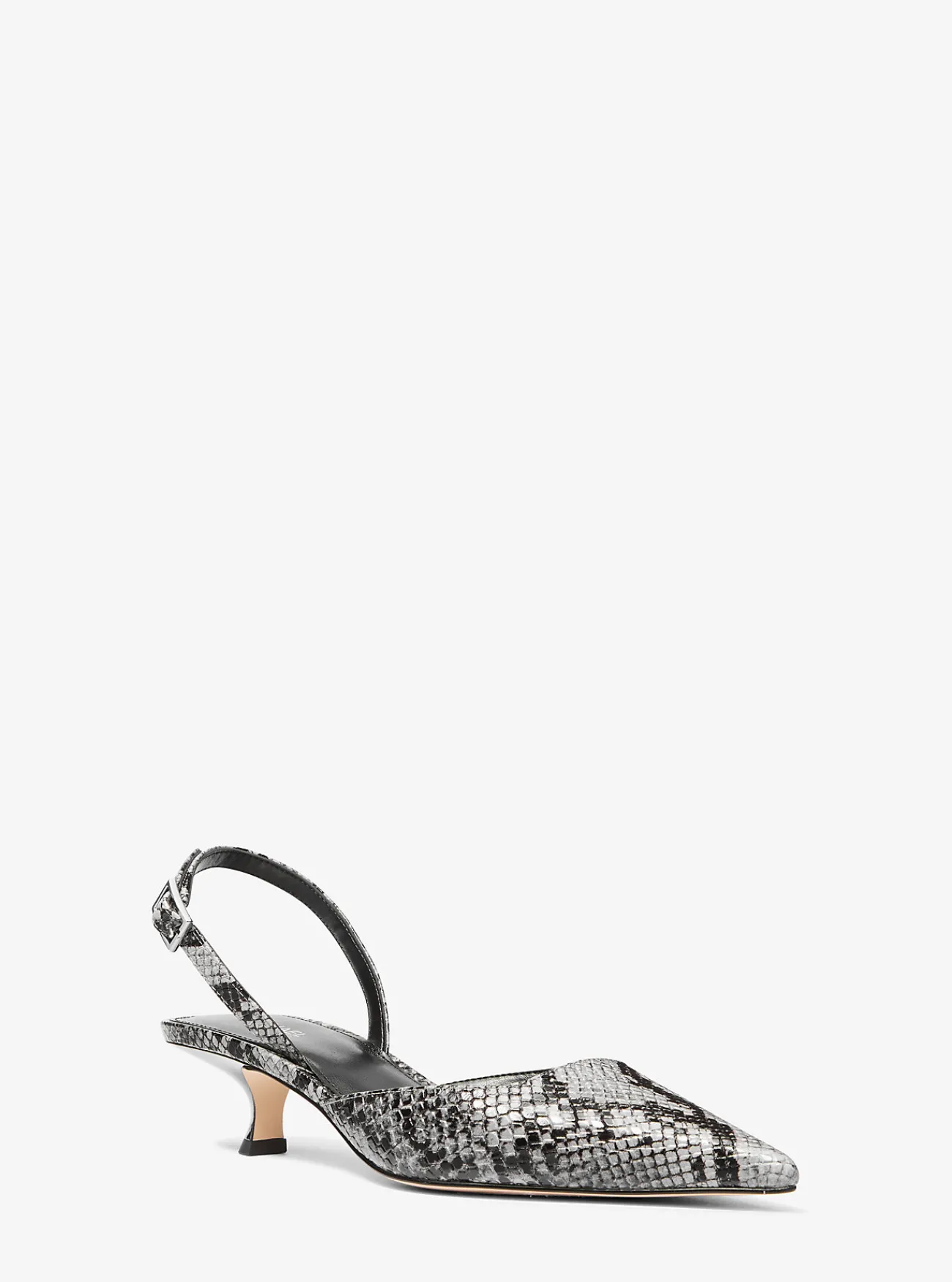 Michael Kors Slingbackpump Luna van leer met slangenprint in reli&euml;f met hakje STEENGROEVEGRIJS Clearance