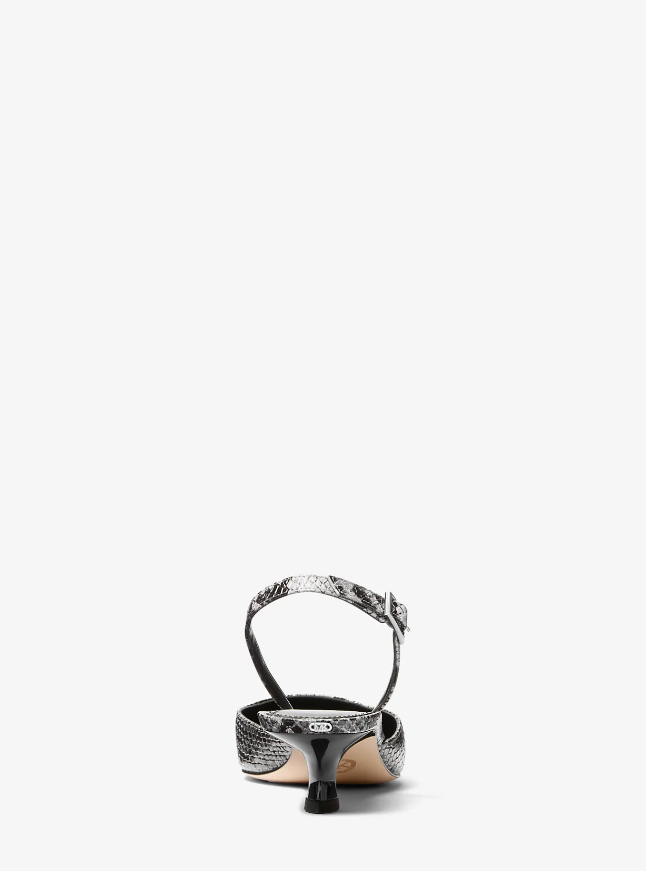 Michael Kors Slingbackpump Luna van leer met slangenprint in reliëf met hakje STEENGROEVEGRIJS Clearance