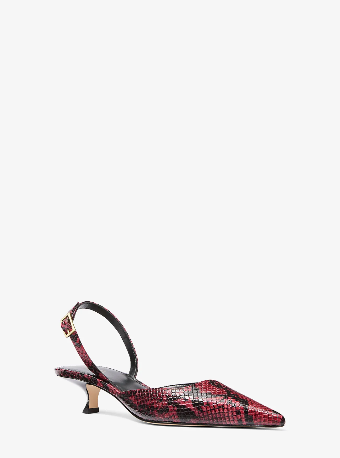 Michael Kors Slingbackpump Luna van leer met slangenprint in reli&euml;f met hakje DIEPROOD Fashion