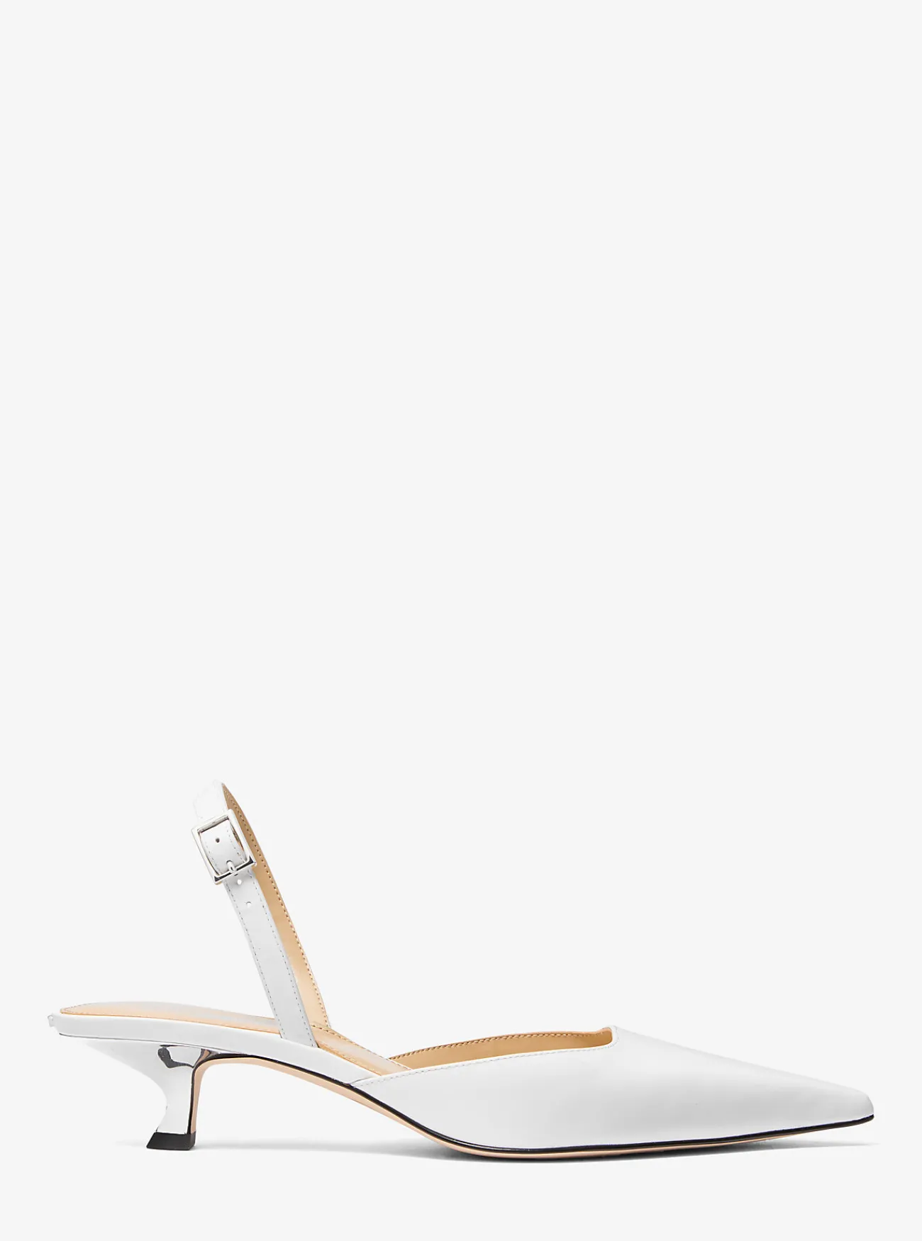 Michael Kors Slingbackpump Luna van leer met hakje OPTISCHWIT Online