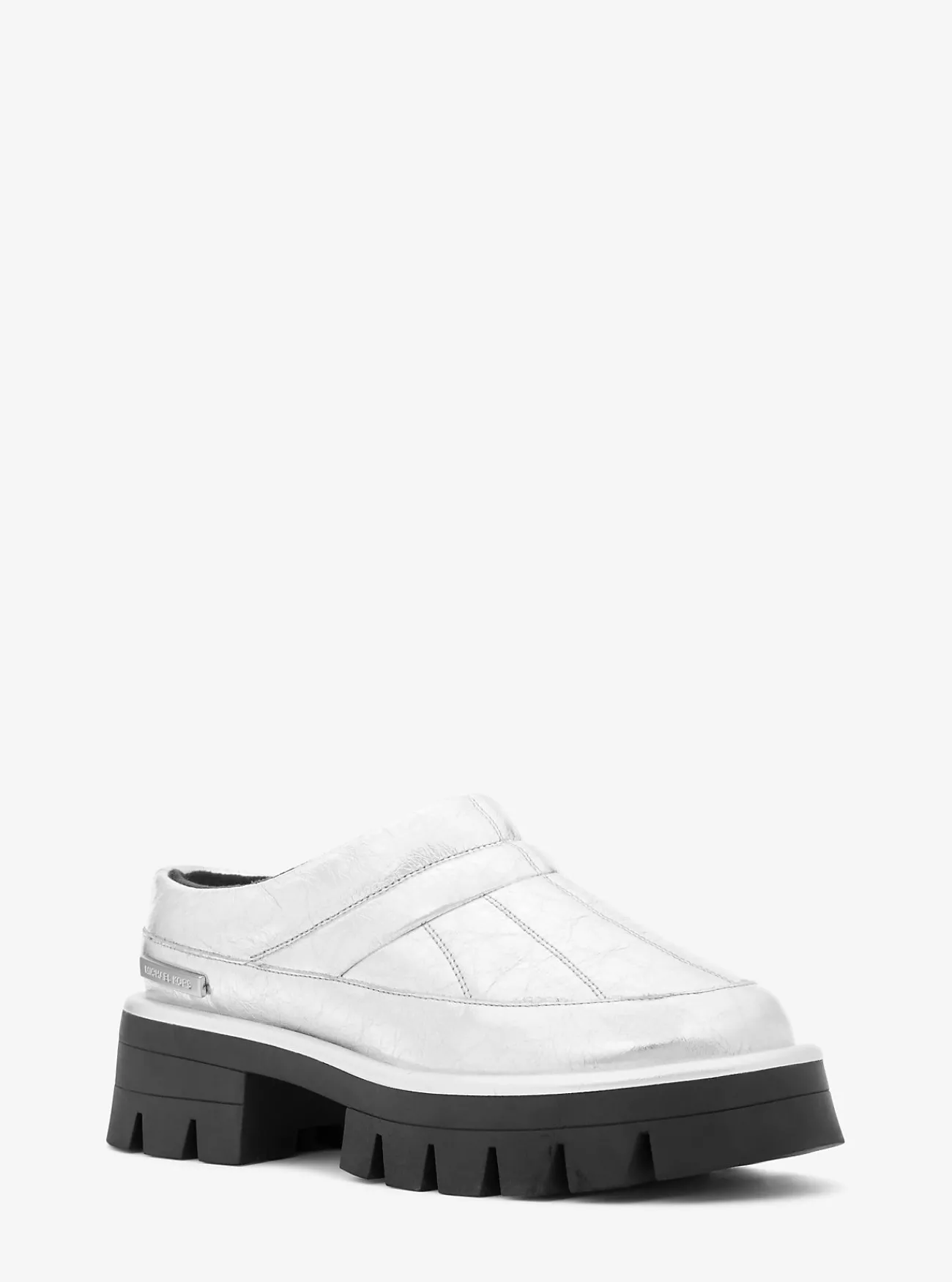 Michael Kors Slipper Barton van metallic craquel&eacute; leer ZILVER Hot