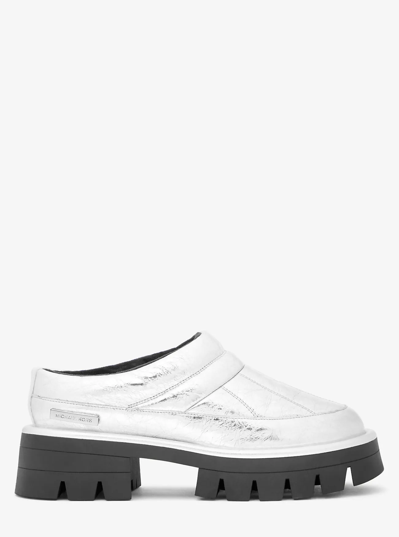 Michael Kors Slipper Barton van metallic craquel&eacute; leer ZILVER Hot