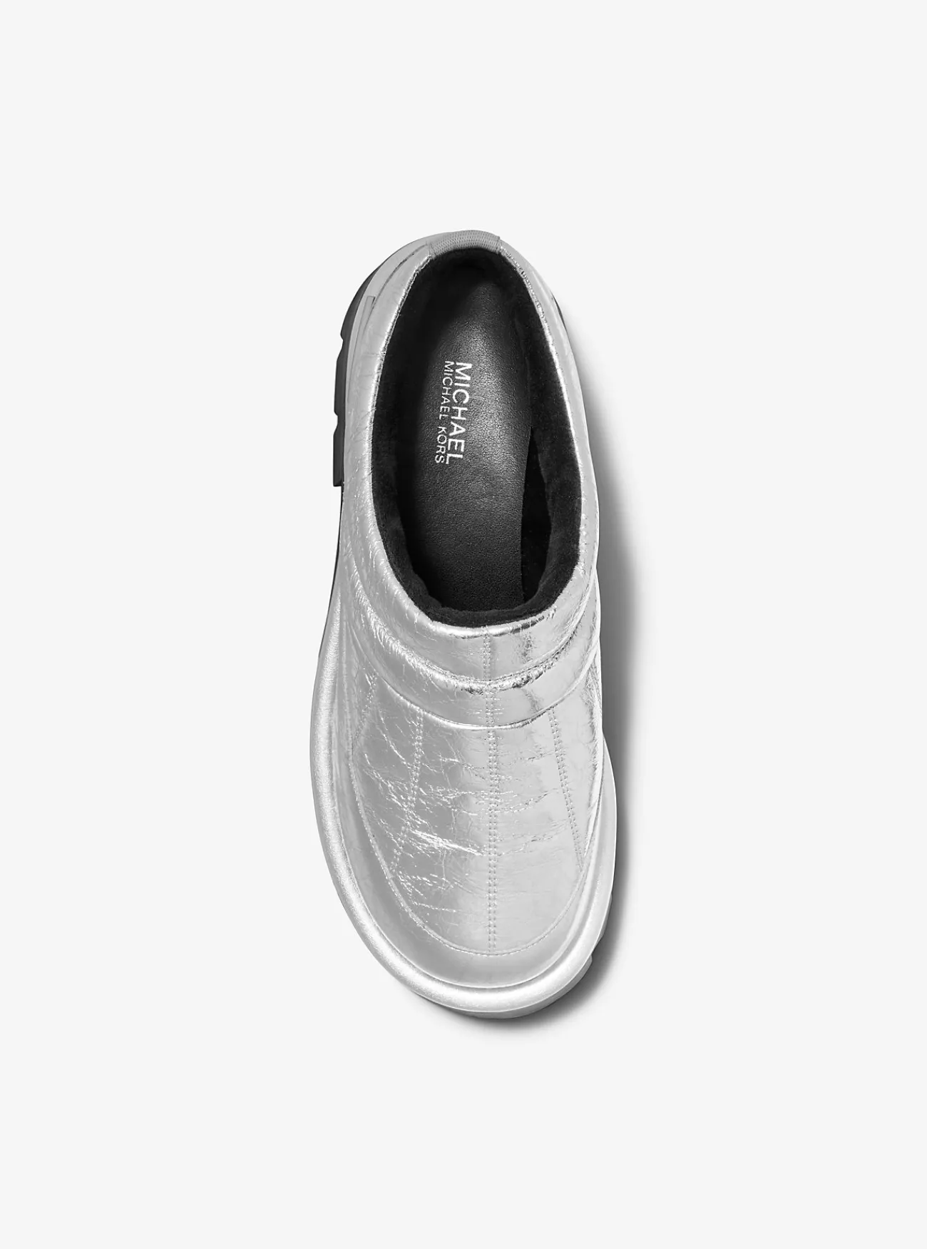 Michael Kors Slipper Barton van metallic craquelé leer ZILVER Hot