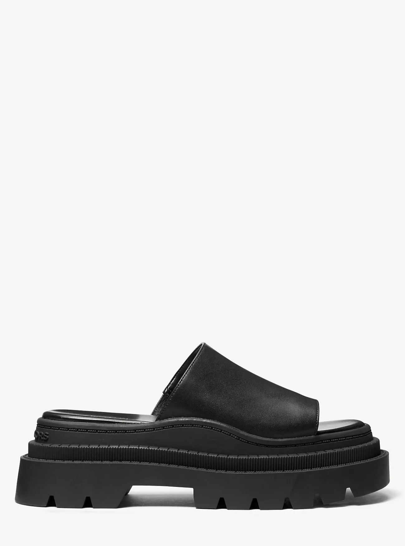 Michael Kors Slipper Kendra van leer met plateauzool ZWART Discount