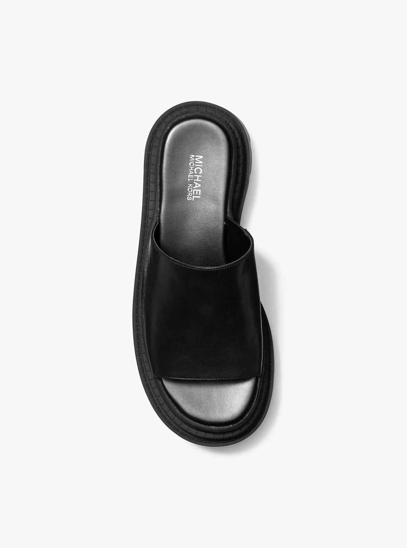 Michael Kors Slipper Kendra van leer met plateauzool ZWART Discount