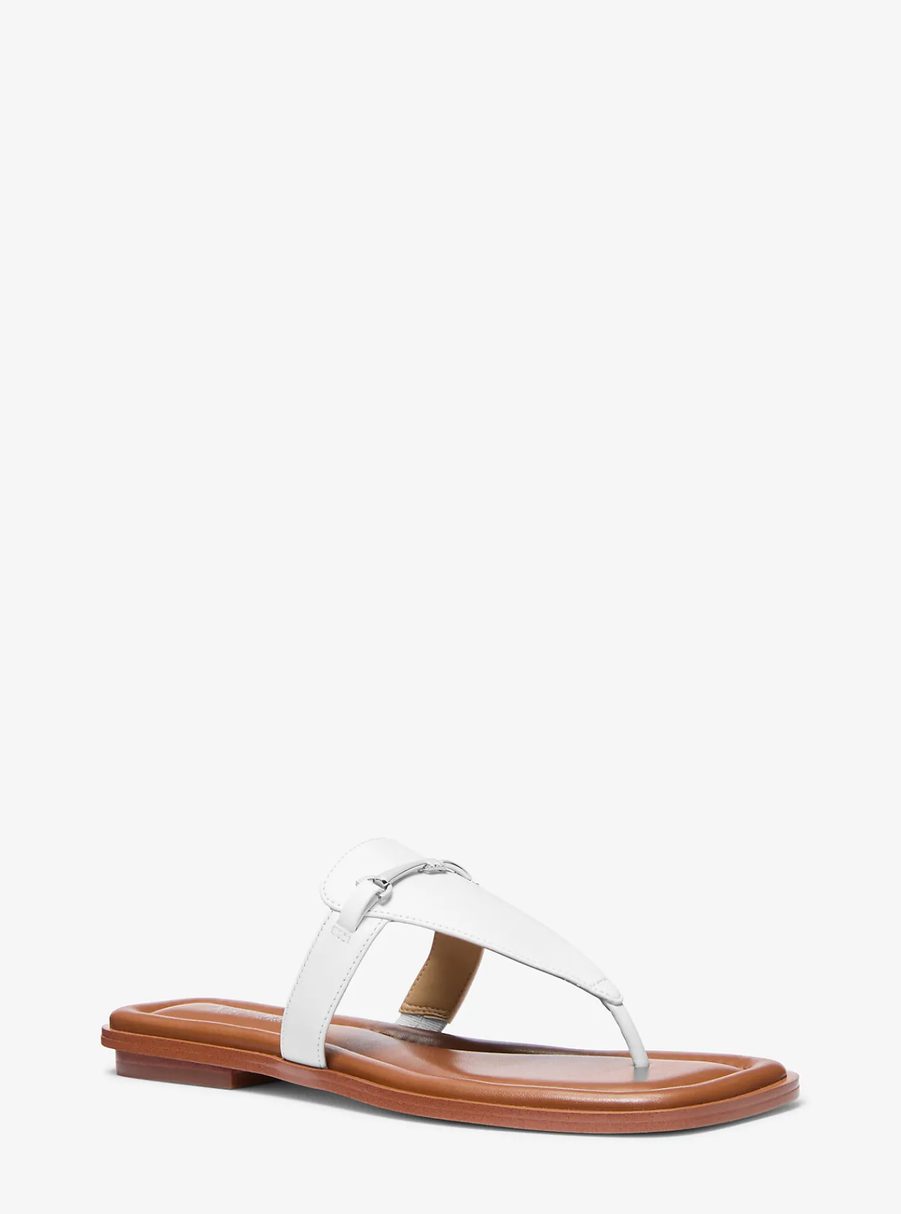 Michael Kors Slipper Lena van leer met T-bandje OPTISCHWIT New