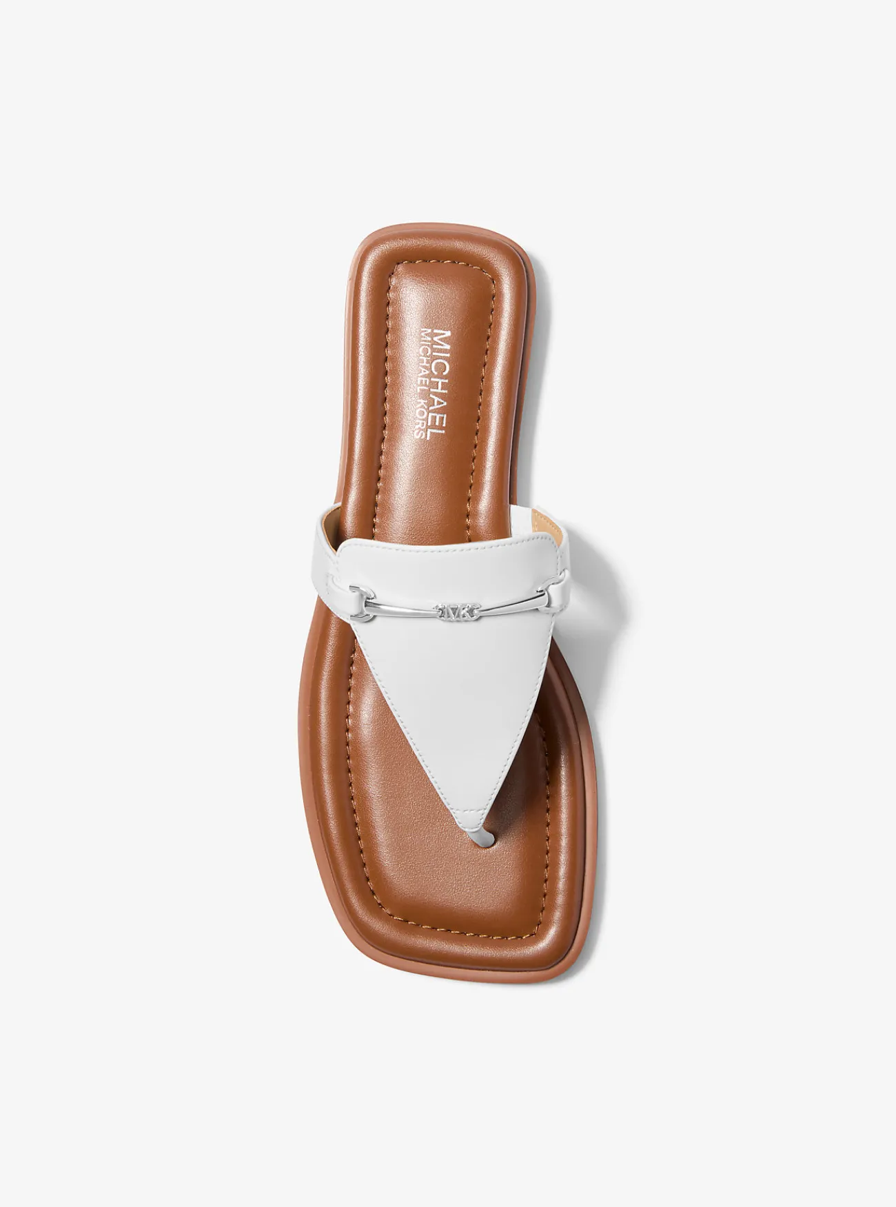 Michael Kors Slipper Lena van leer met T-bandje OPTISCHWIT New
