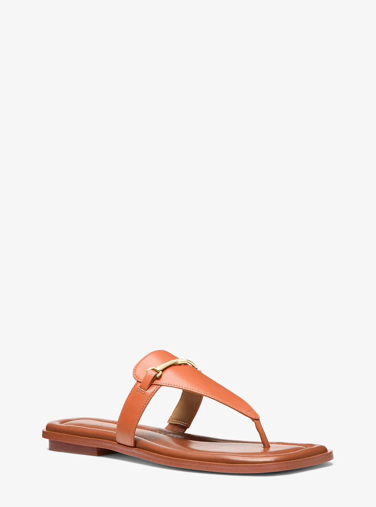 Michael Kors Slipper Lena van leer met T-bandje ORANJEPUNCH Sale