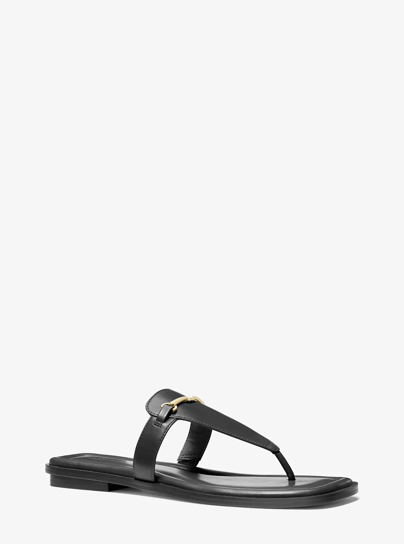 Michael Kors Slipper Lena van leer met T-bandje ZWART Best