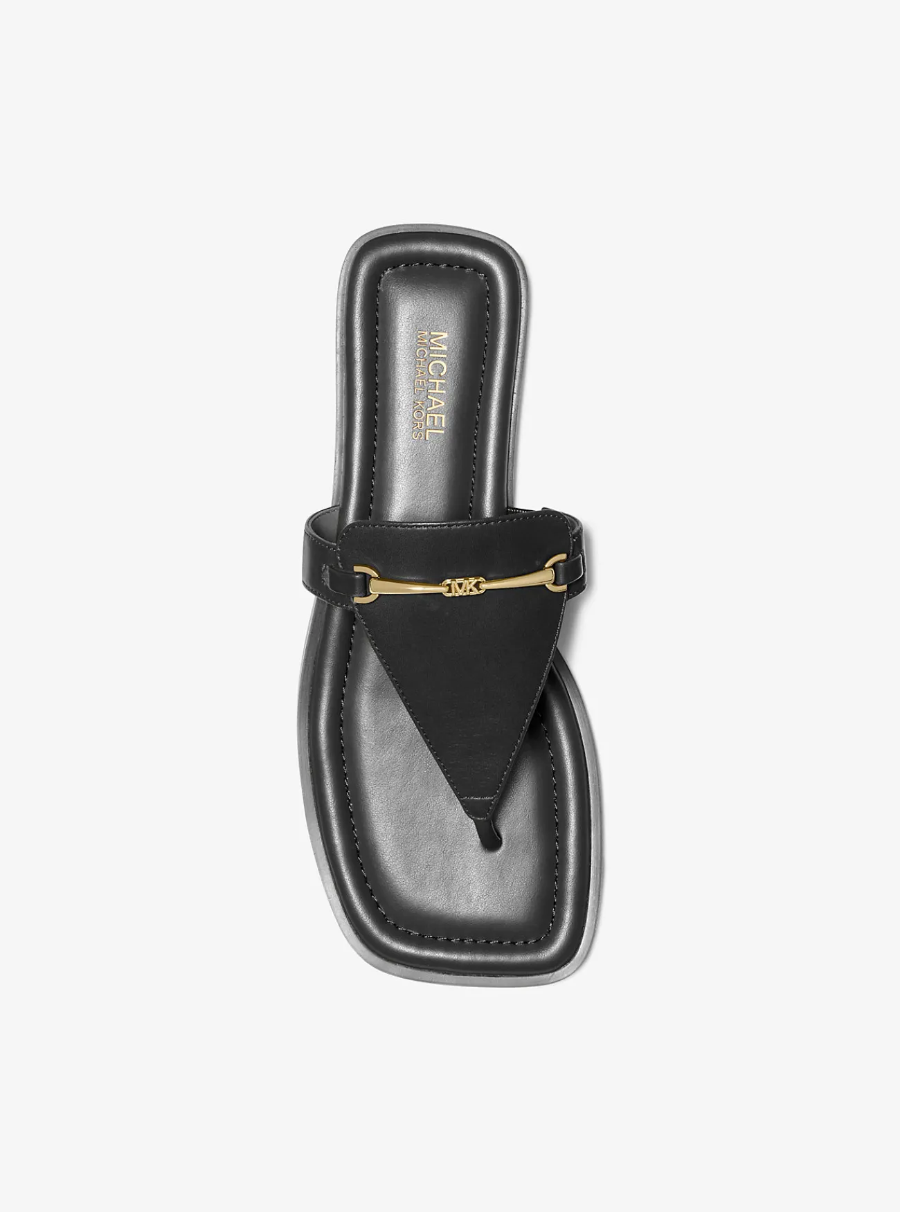 Michael Kors Slipper Lena van leer met T-bandje ZWART Best