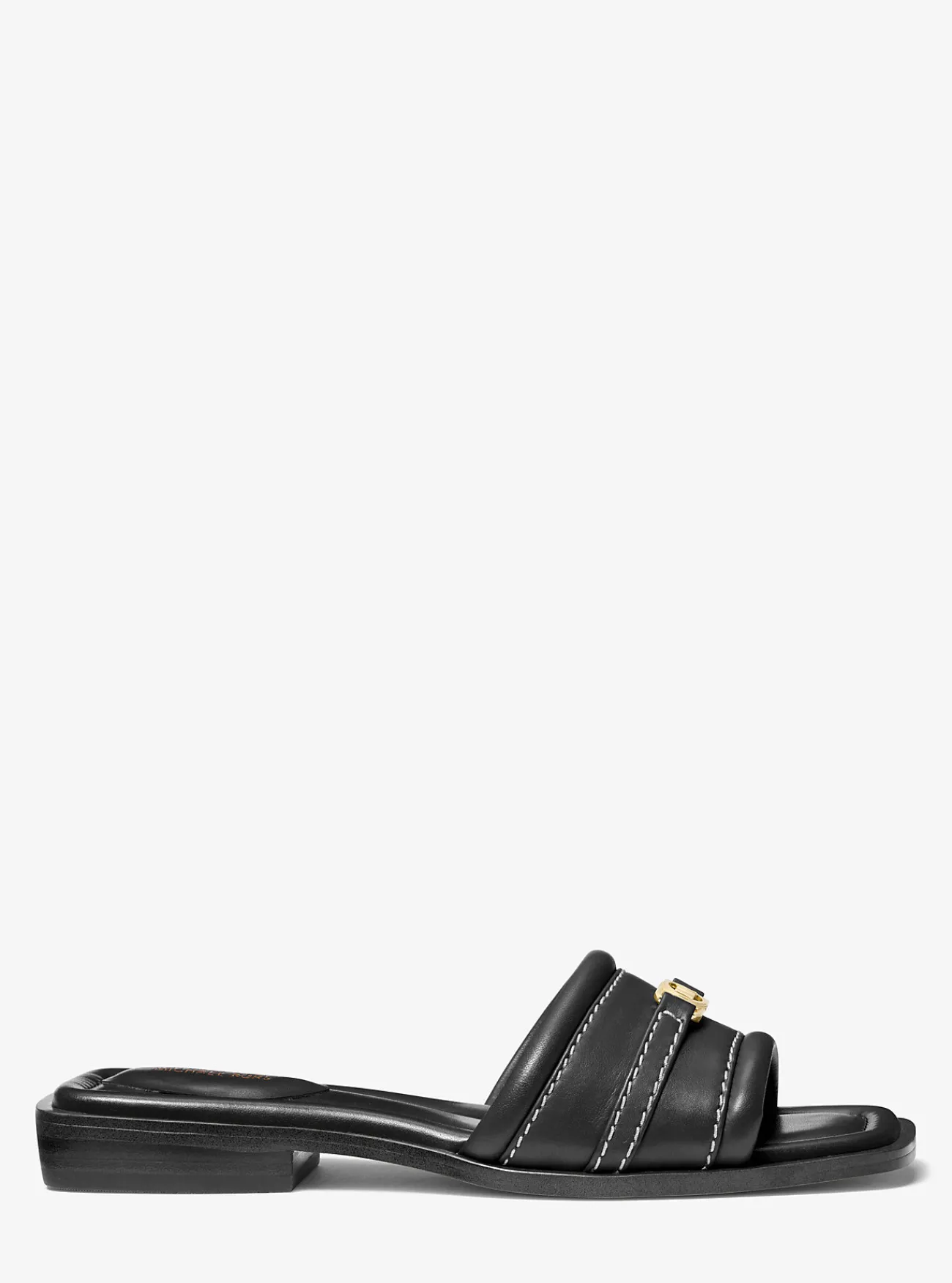 Michael Kors Slipper Mandy van leer ZWART Clearance