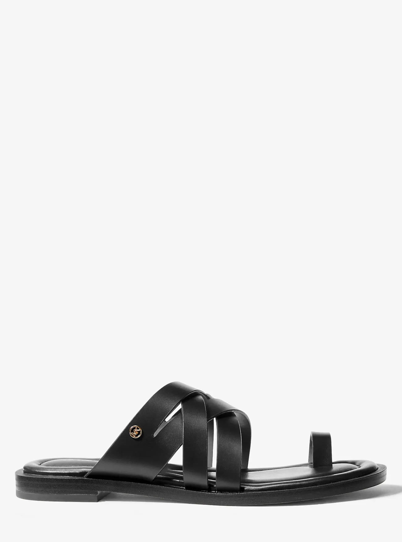 Michael Kors Slipper Nora van leer ZWART Discount