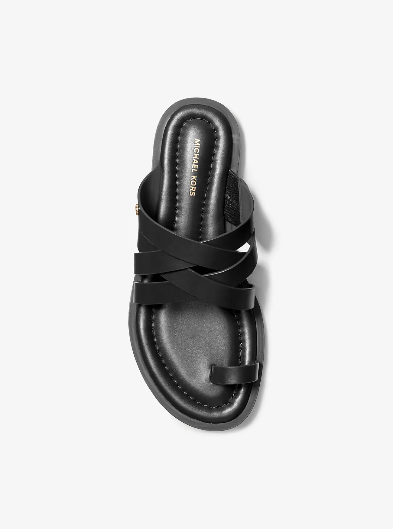 Michael Kors Slipper Nora van leer ZWART Discount
