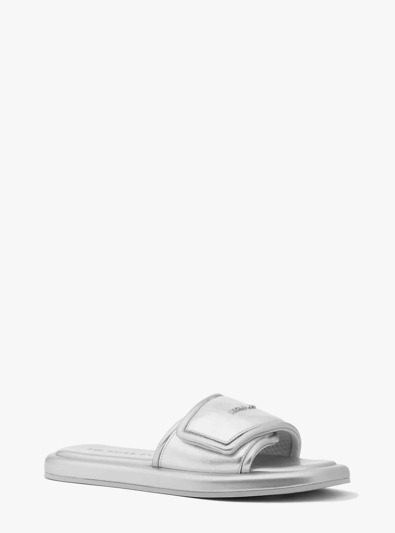 Michael Kors Slipper Suki van metallic leer ZILVER New