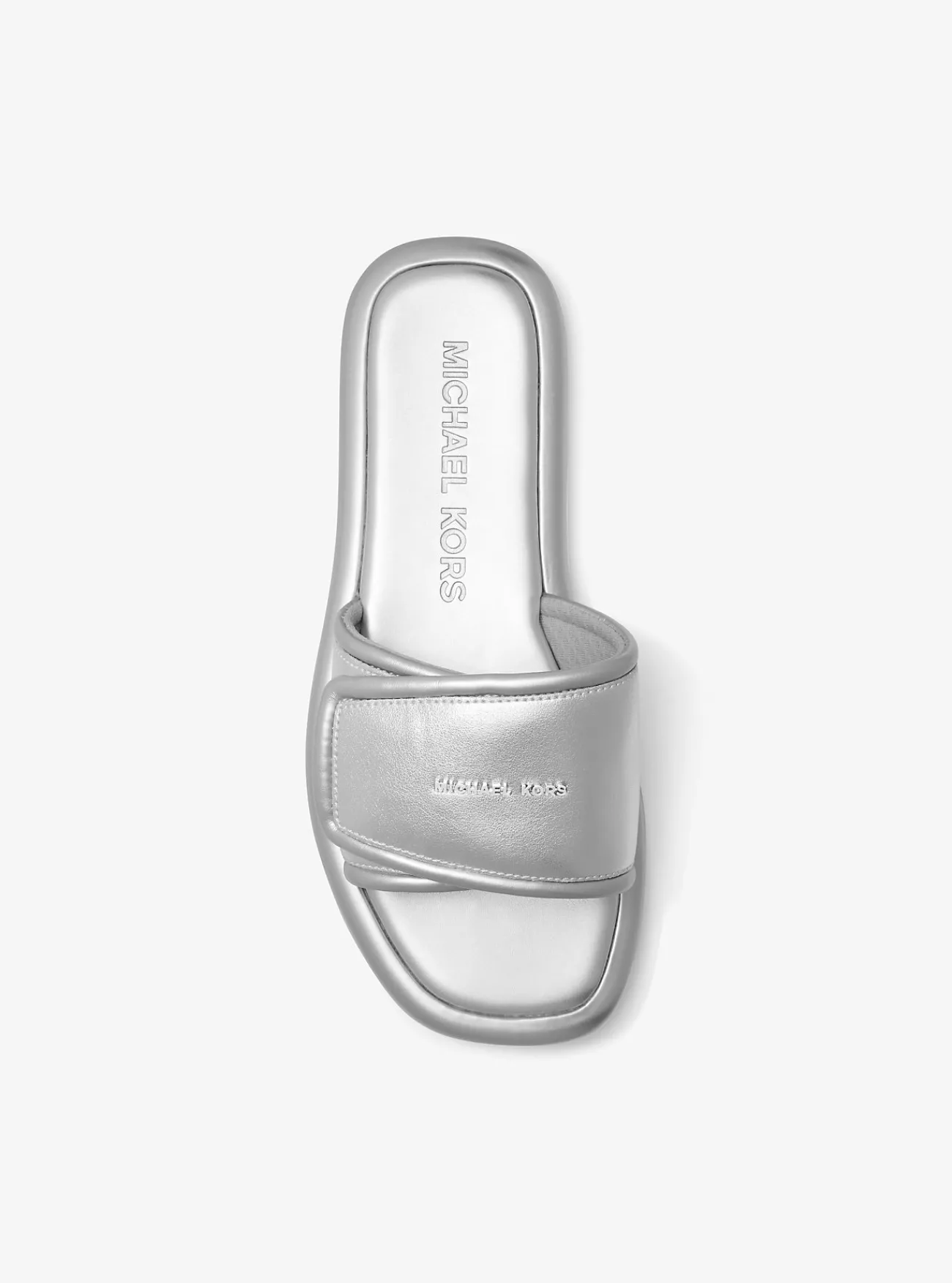 Michael Kors Slipper Suki van metallic leer ZILVER New
