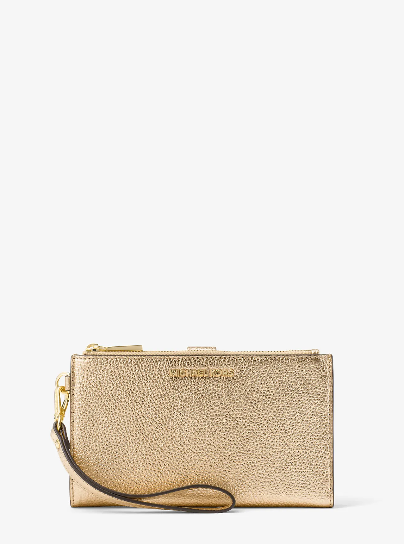 Michael Kors Smartphone-polstasje Adele van metallic getrommeld leer LICHTGOUD Sale