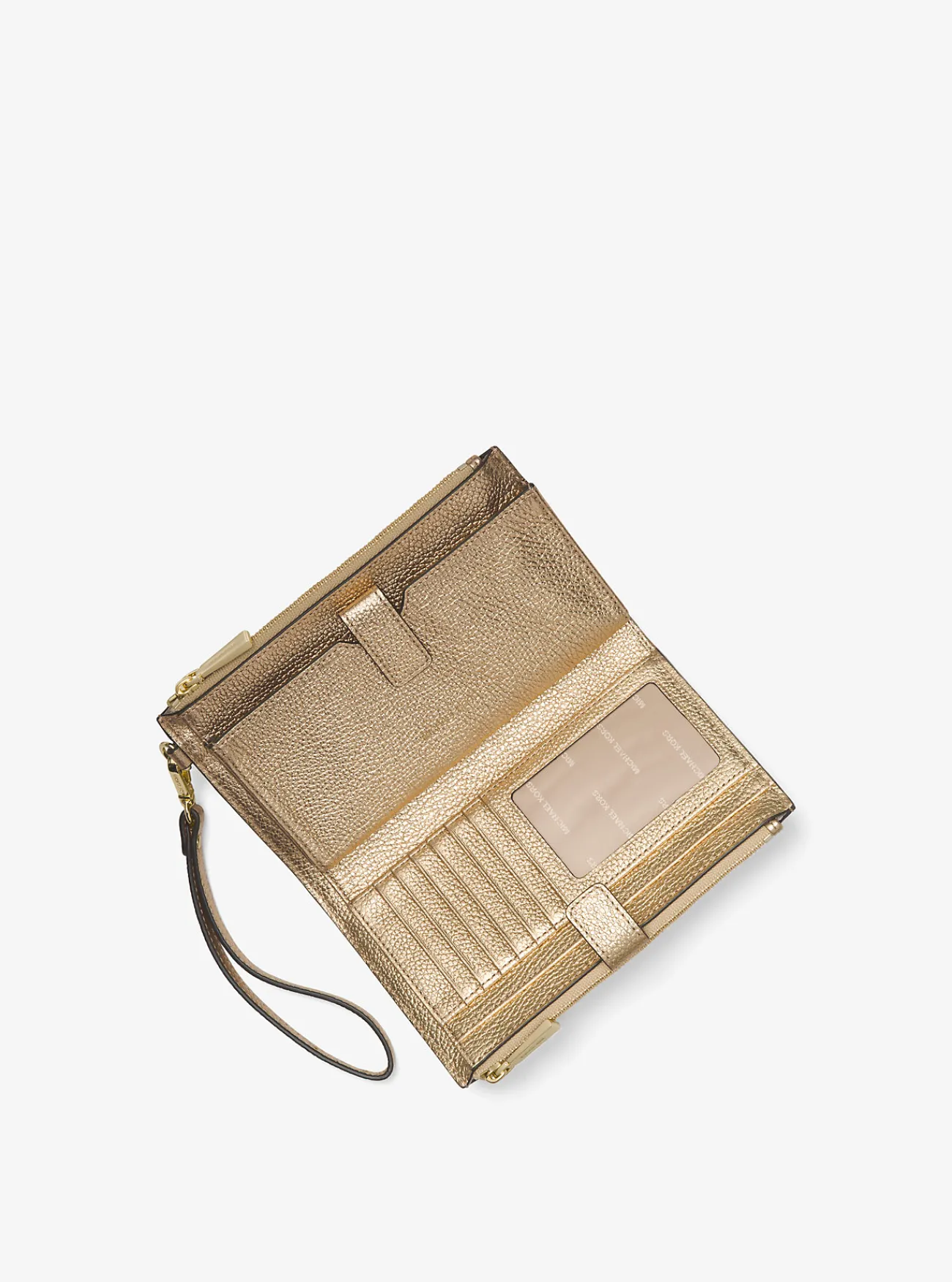 Michael Kors Smartphone-polstasje Adele van metallic getrommeld leer LICHTGOUD Sale