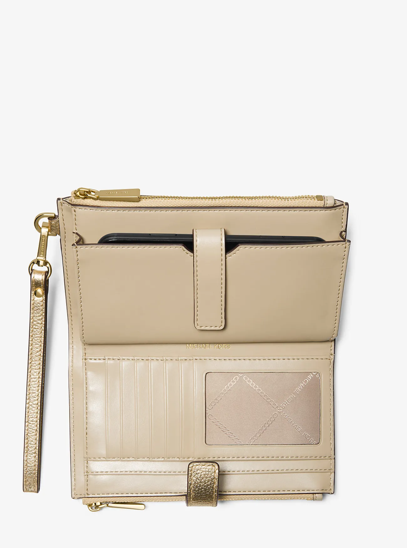 Michael Kors Smartphoneportefeuille Adele van metallic leer LICHTGOUD Outlet