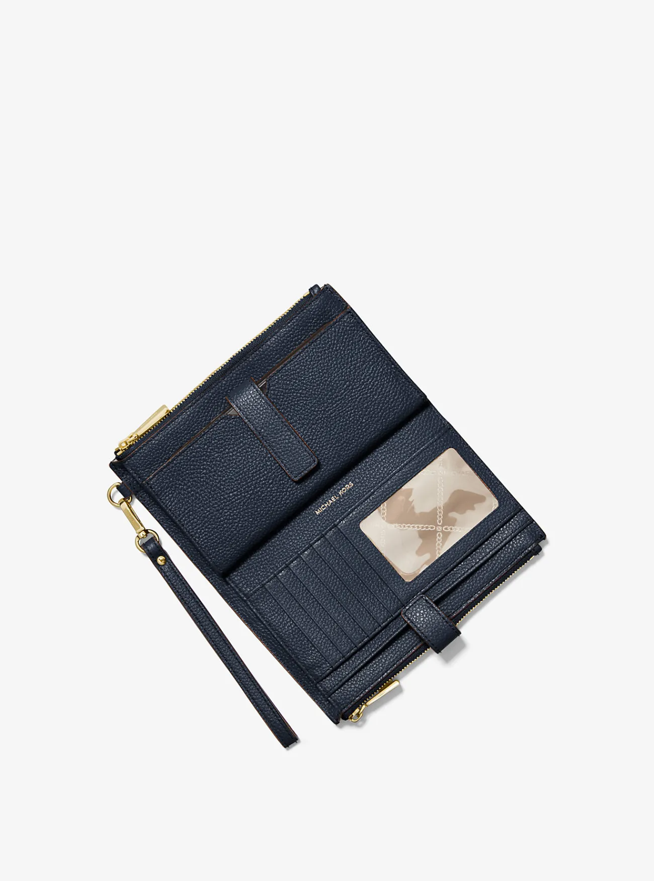 Michael Kors Smartphoneportefeuille Adele van getrommeld leer MARINEBLAUW New