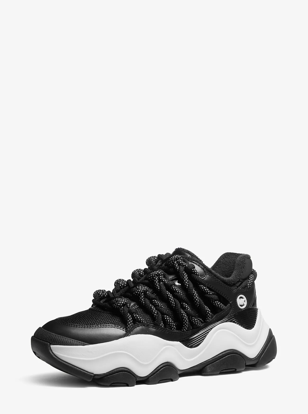 Michael Kors Sneaker Atlas van leer en mesh met koord ZWART Online