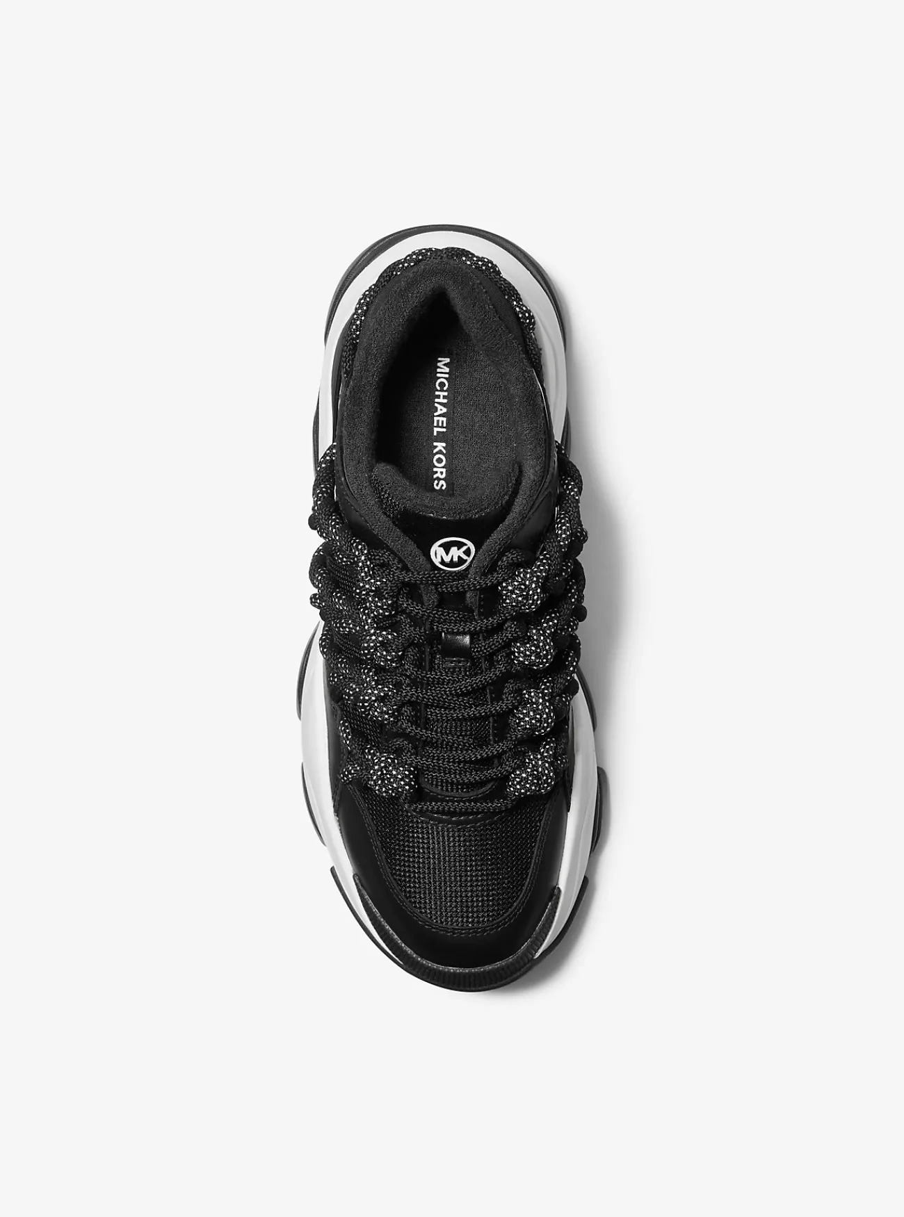 Michael Kors Sneaker Atlas van leer en mesh met koord ZWART Online
