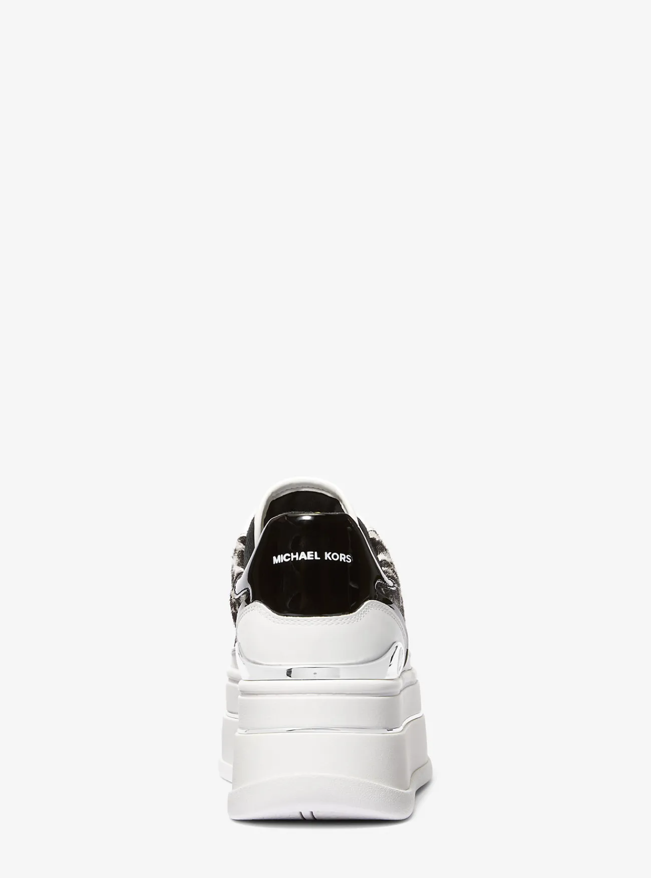 Michael Kors Sneaker Hayes van kalfshaar met luipaardprint en plateauzool ZWARTCOMBO Best