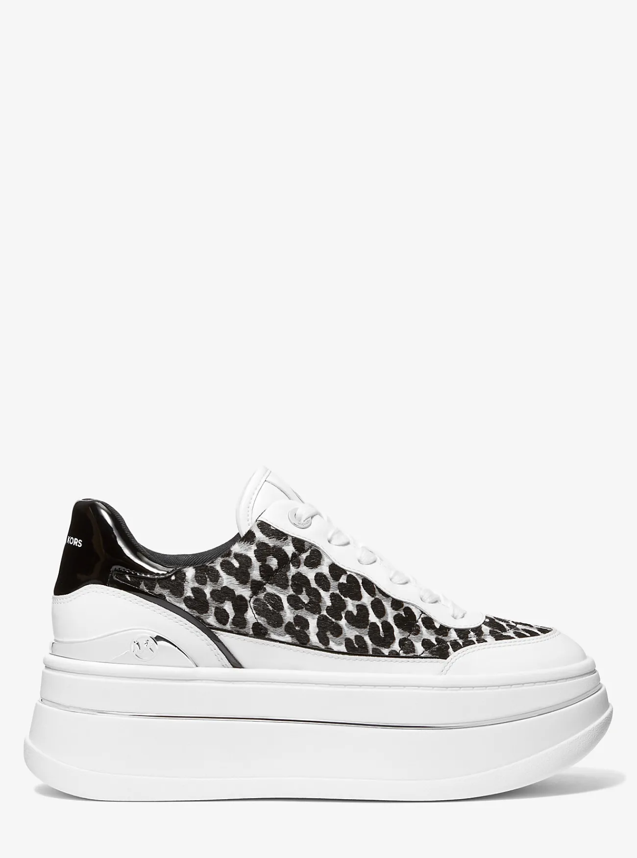 Michael Kors Sneaker Hayes van kalfshaar met luipaardprint en plateauzool ZWARTCOMBO Best