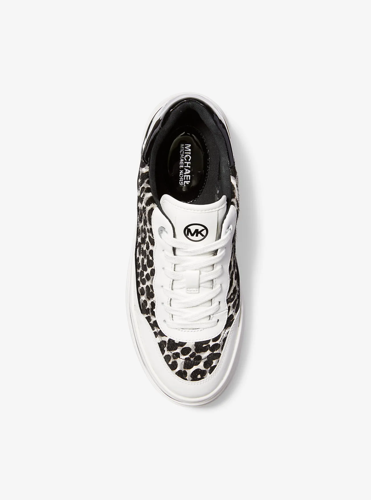 Michael Kors Sneaker Hayes van kalfshaar met luipaardprint en plateauzool ZWARTCOMBO Best