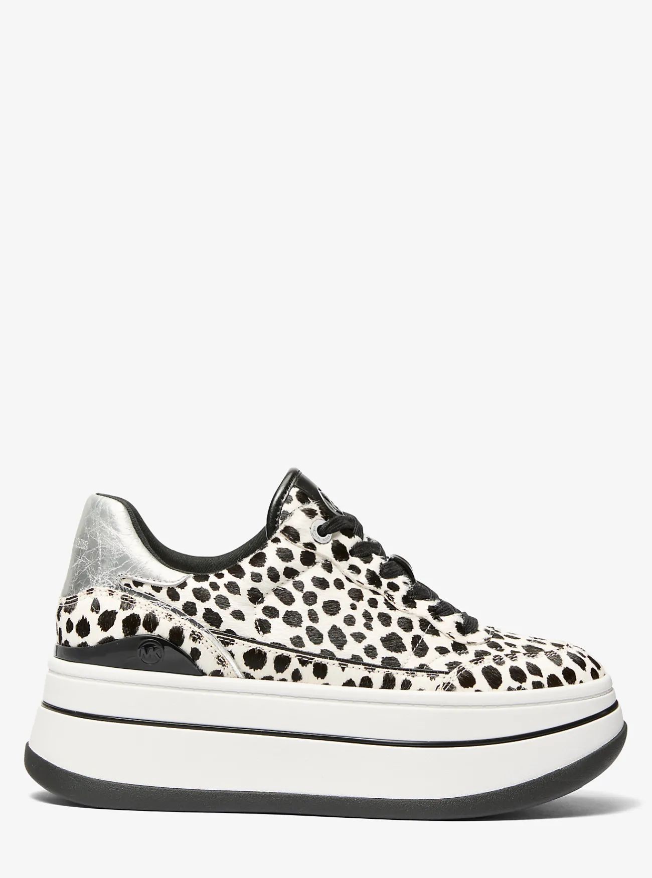 Michael Kors Sneaker Hayes van kalfshaar met cheetaprint en plateauzool ZWARTCOMBO Discount