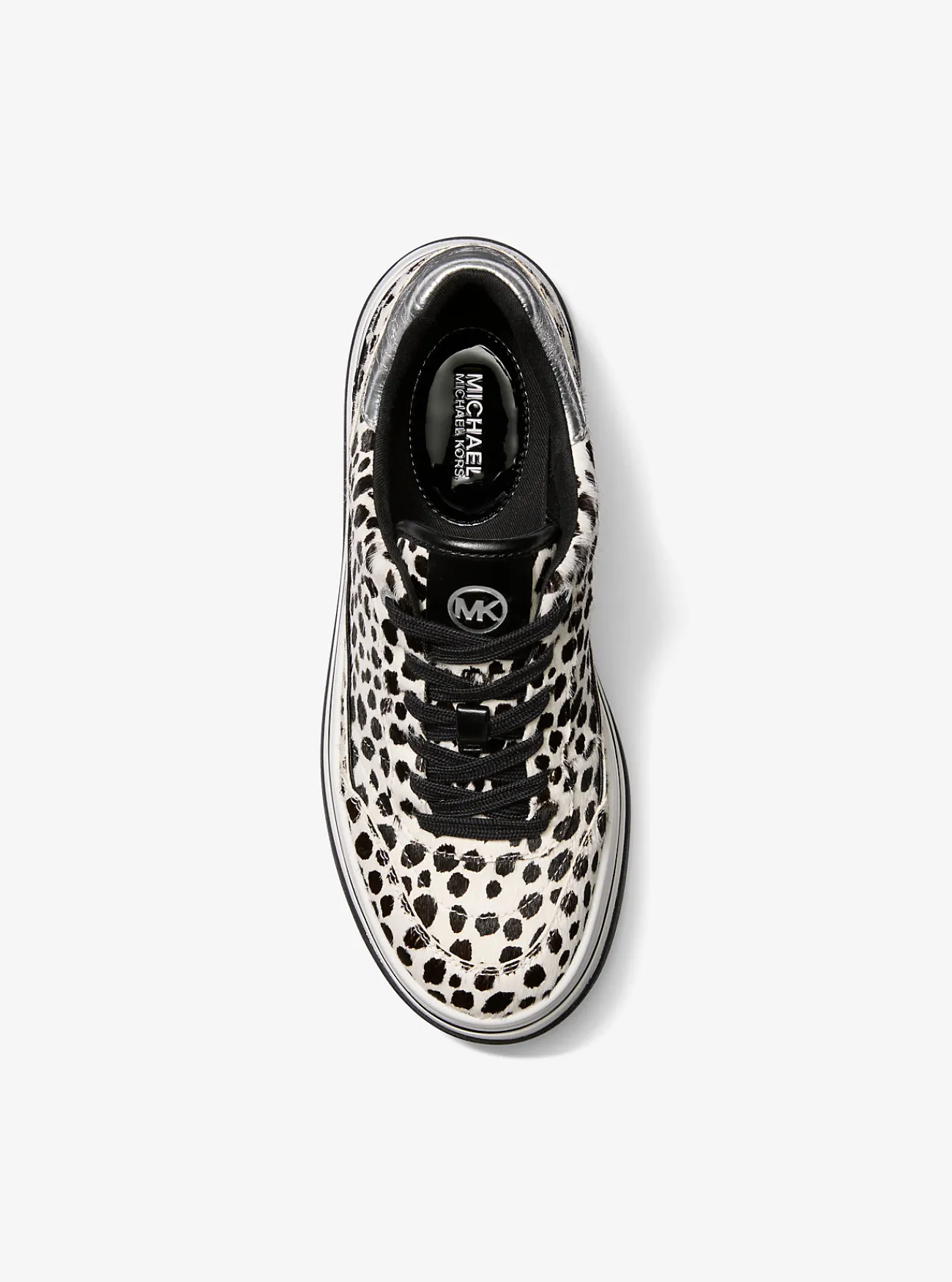 Michael Kors Sneaker Hayes van kalfshaar met cheetaprint en plateauzool ZWARTCOMBO Discount