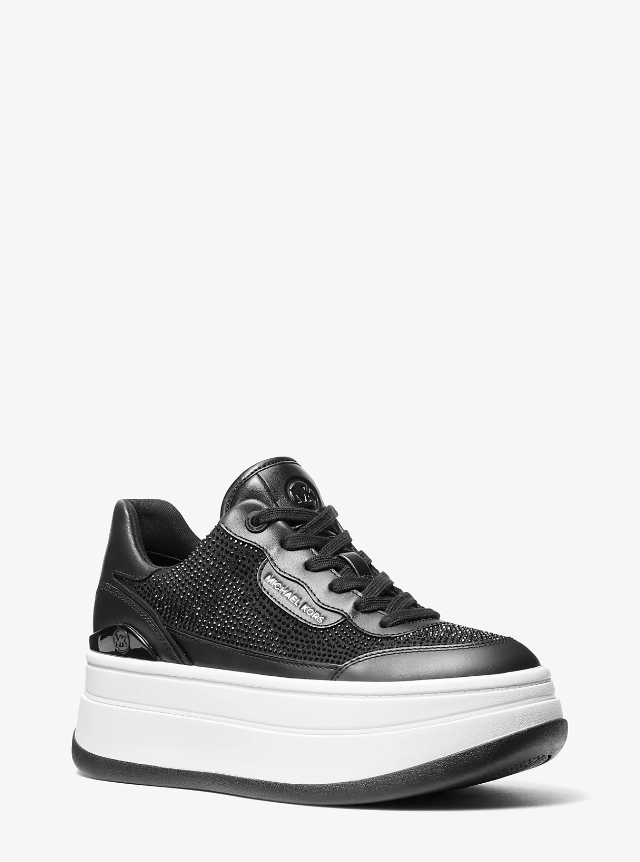 Michael Kors Sneaker Hayes van leer met versiering ZWART Outlet