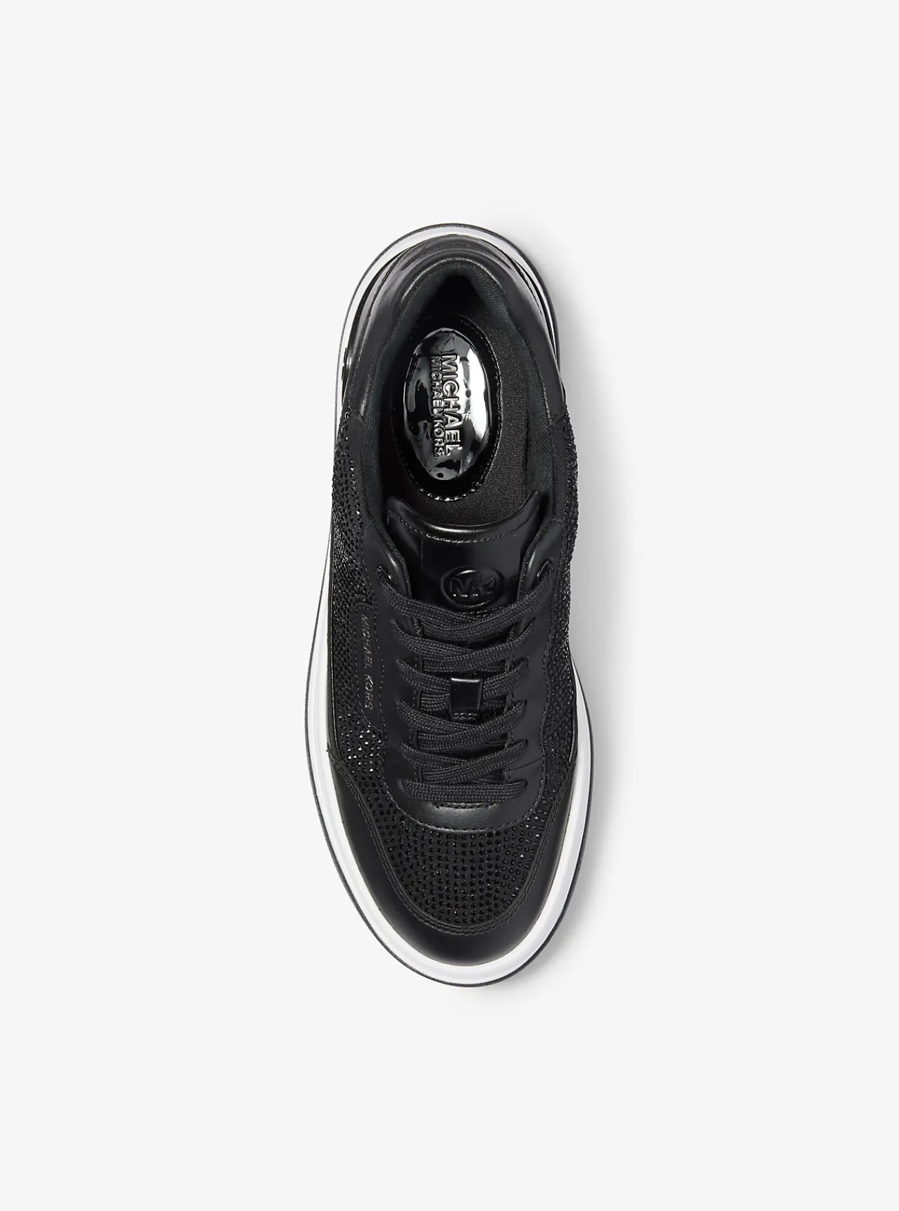 Michael Kors Sneaker Hayes van leer met versiering ZWART Outlet