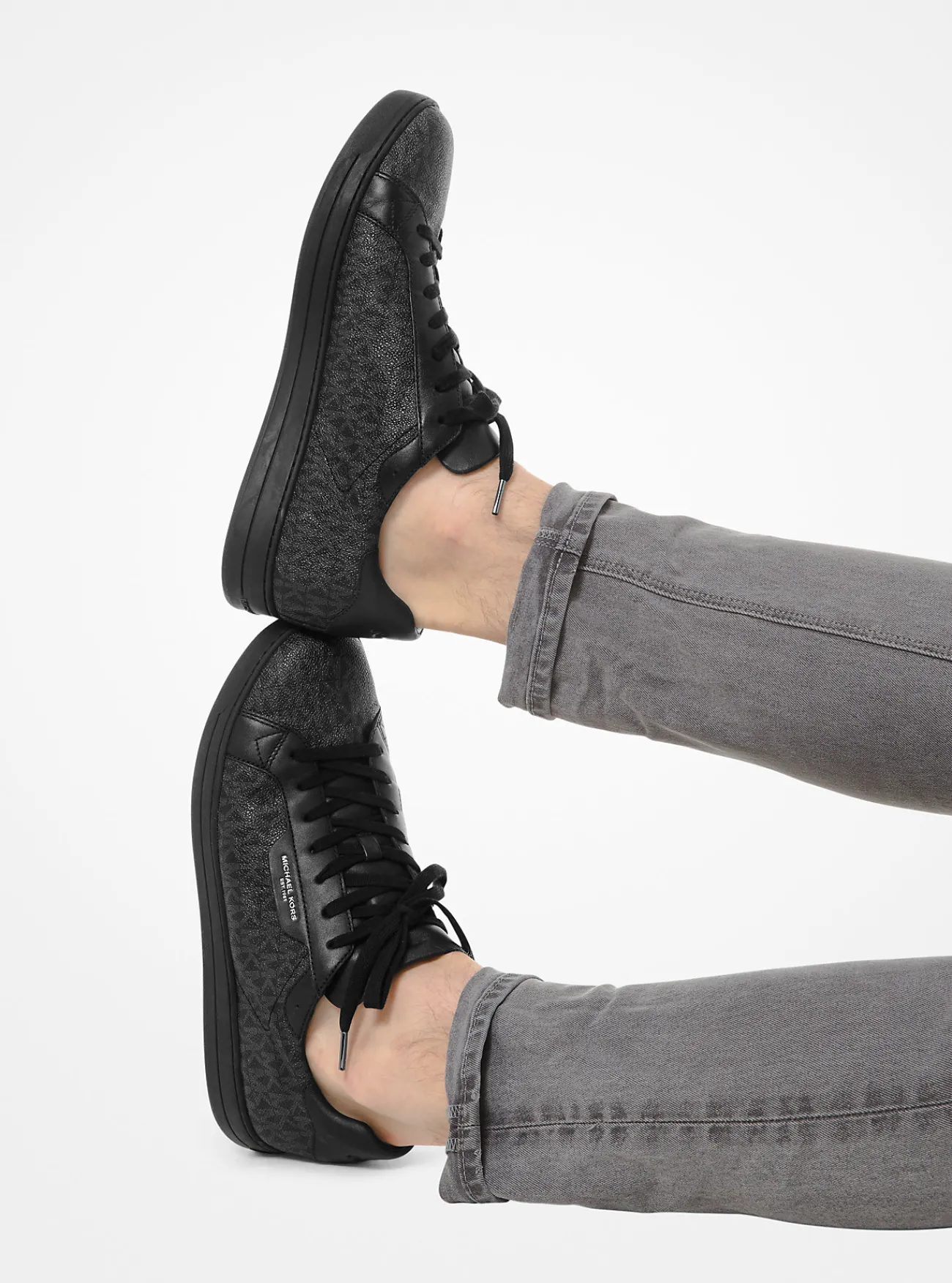 Michael Kors Sneaker Keating van leer met logo ZWART Outlet