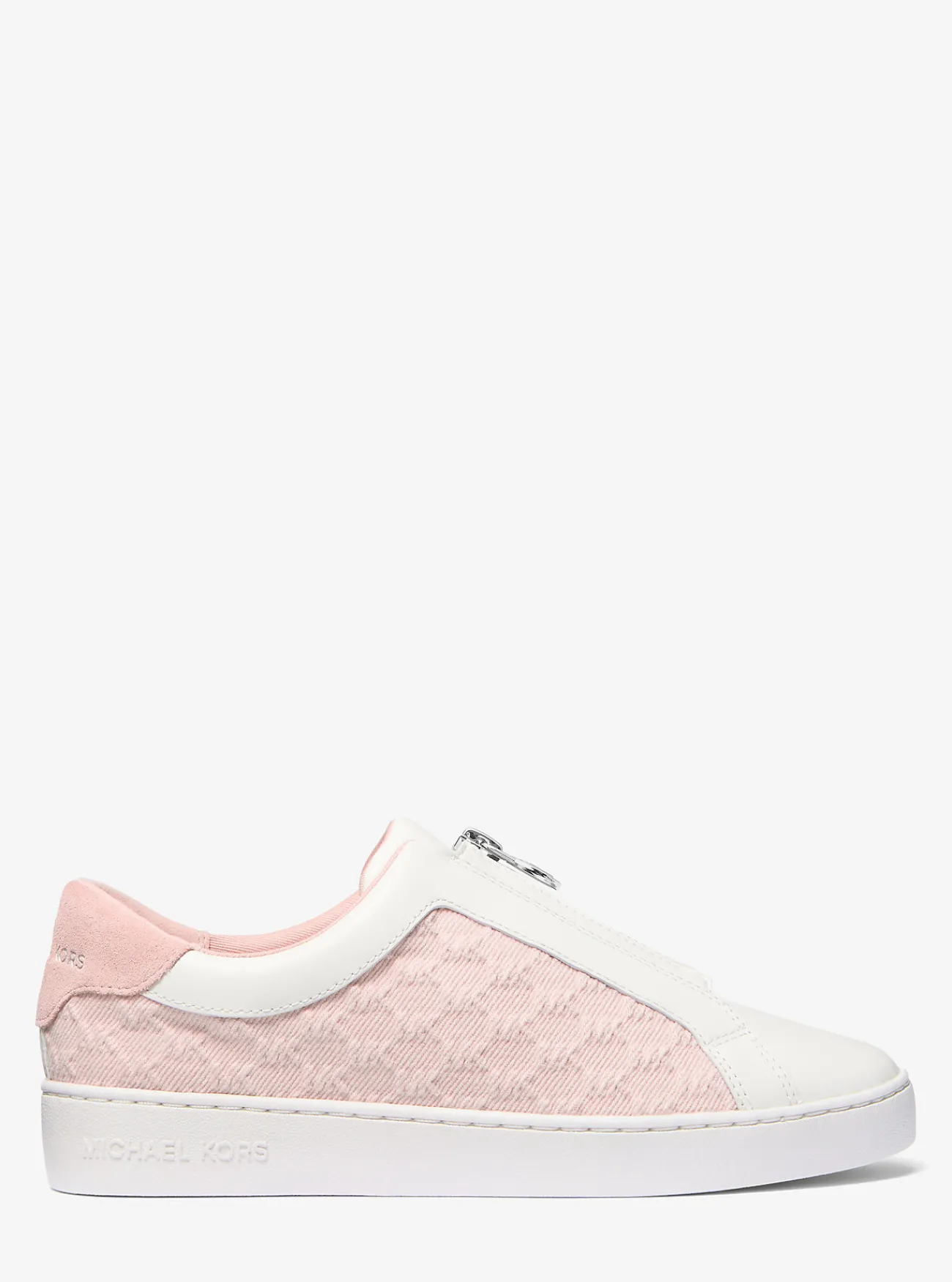 Michael Kors Sneaker Keaton van leer en denim met logo in reli&euml;f en rits ROZENWATER Outlet