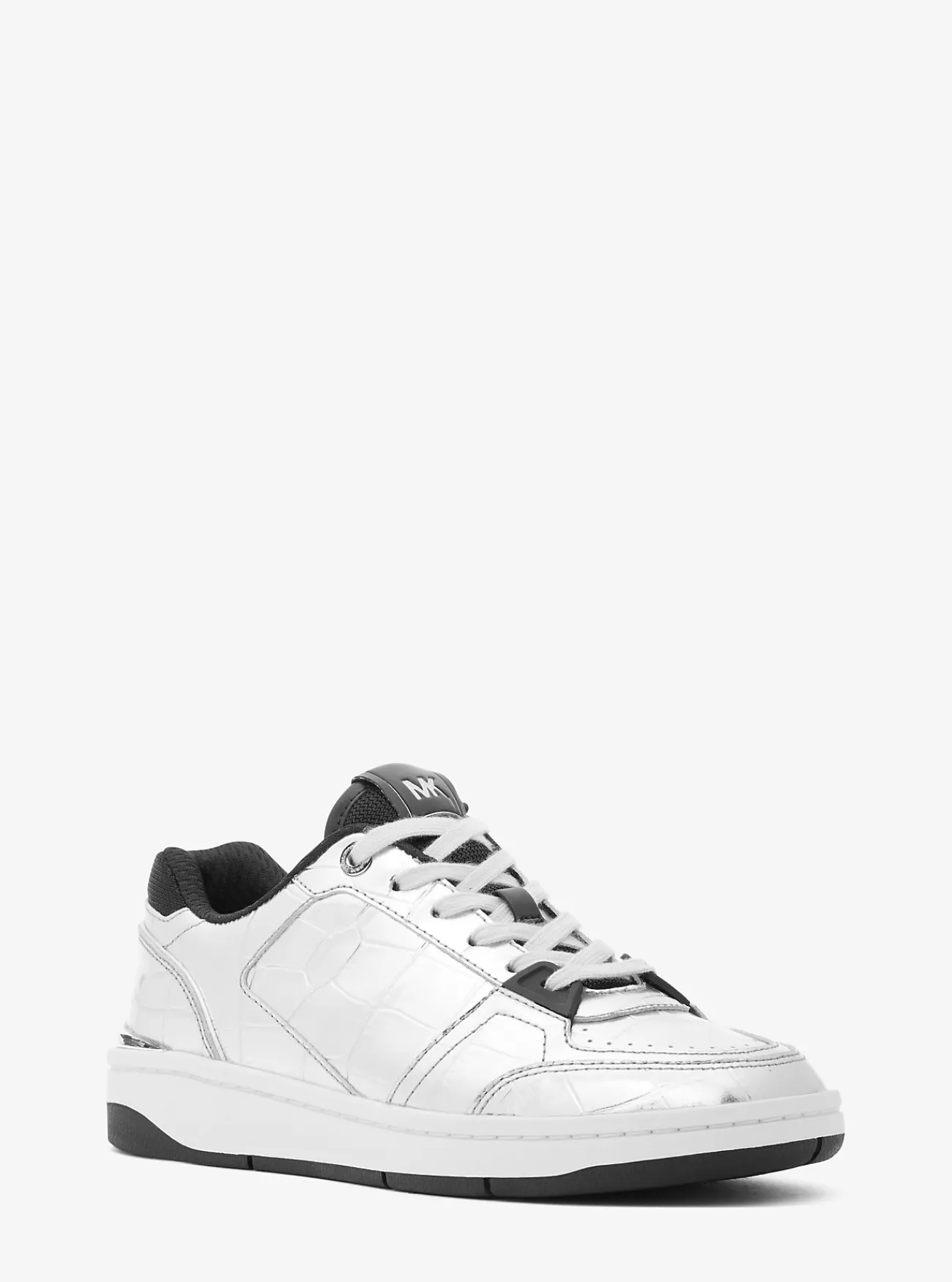 Michael Kors Sneaker Rebel van metallic leer met krokodillenprint in reli&euml;f ZILVER Outlet