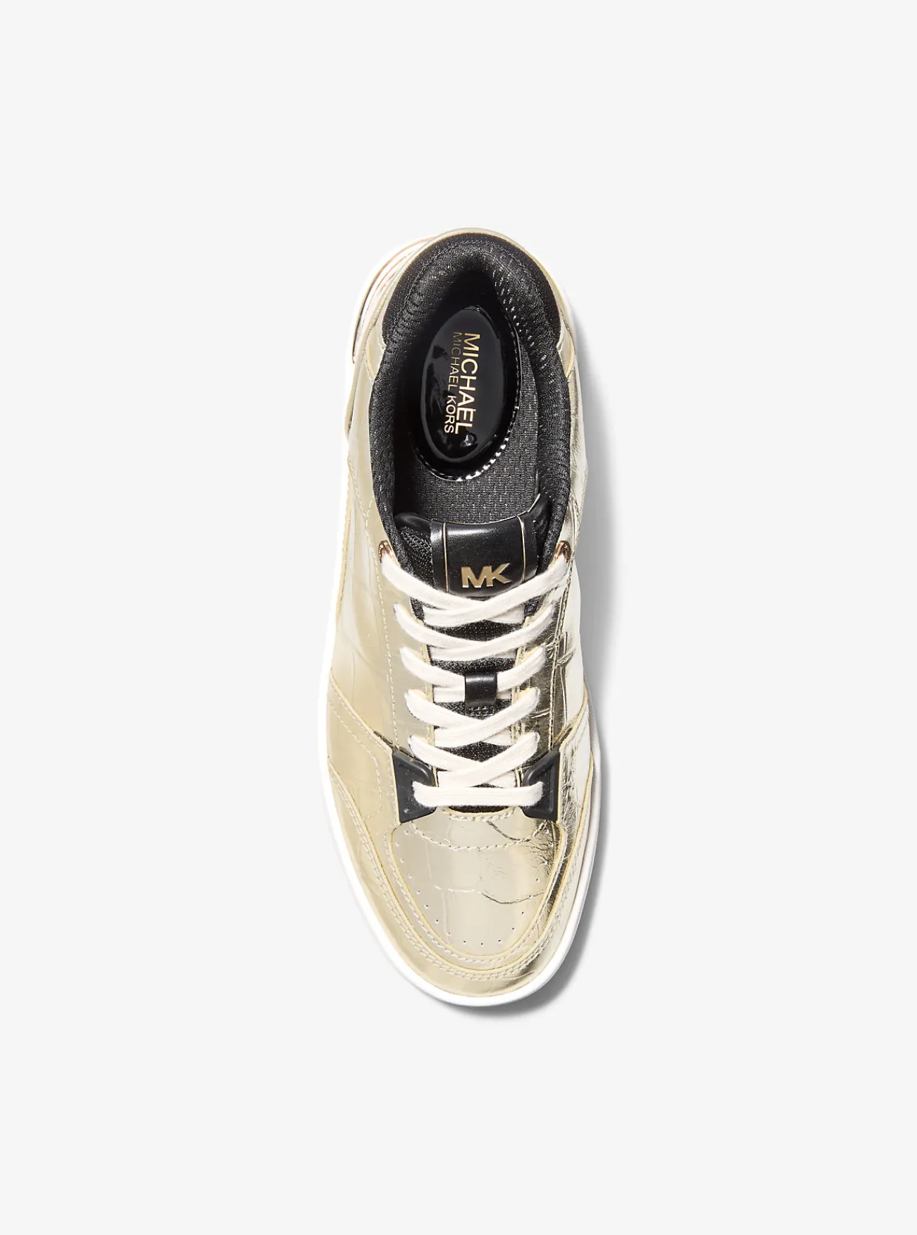 Michael Kors Sneaker Rebel van metallic leer met krokodillenprint in reliëf LICHTGOUD Best