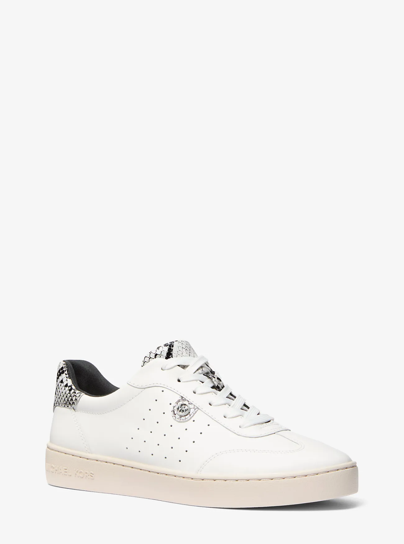 Michael Kors Sneaker Scotty van leer met slangenprint in reli&euml;f ALUMINIUM Best