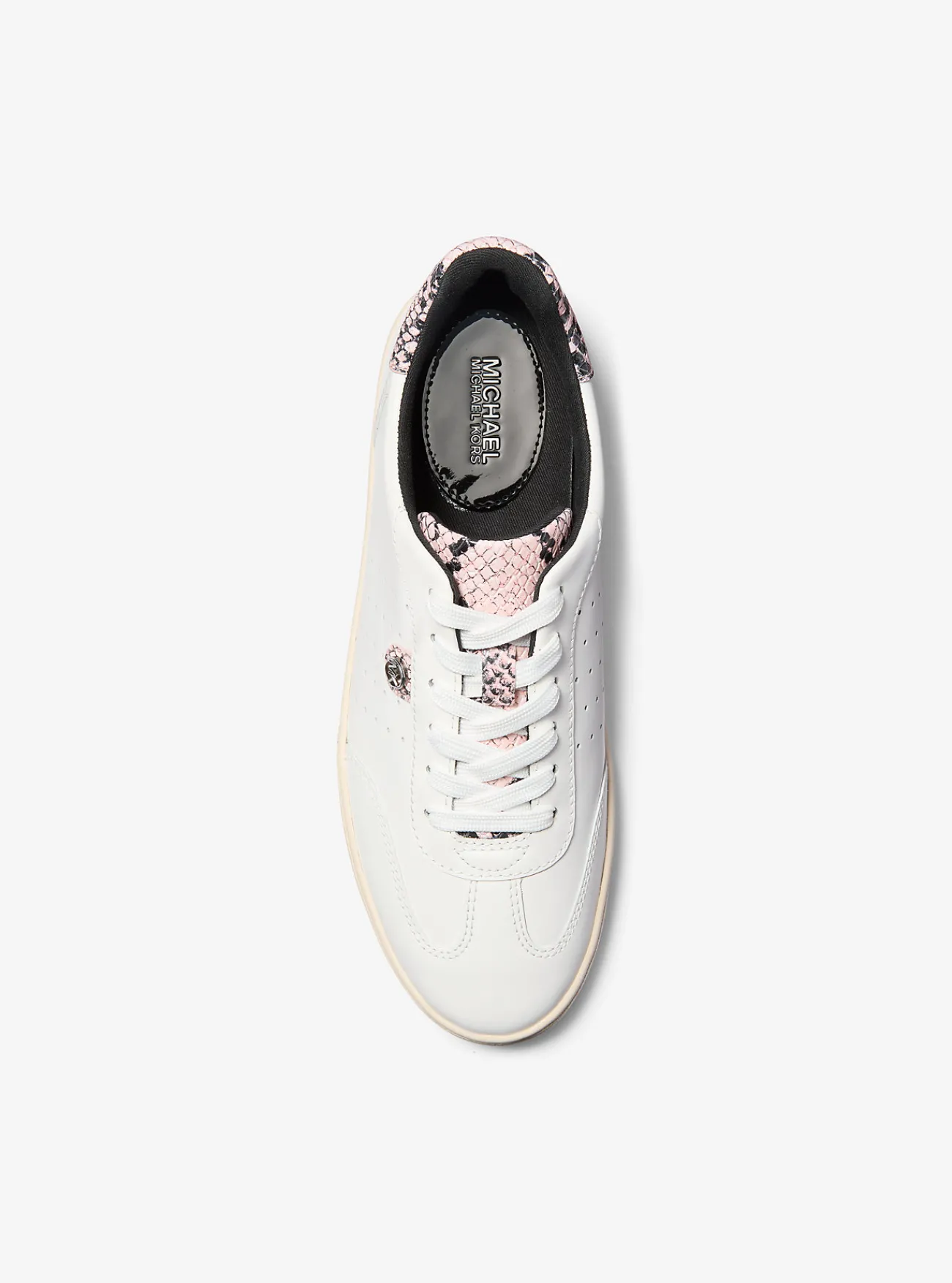Michael Kors Sneaker Scotty van leer met slangenprint in reliëf ZACHTROZE Hot