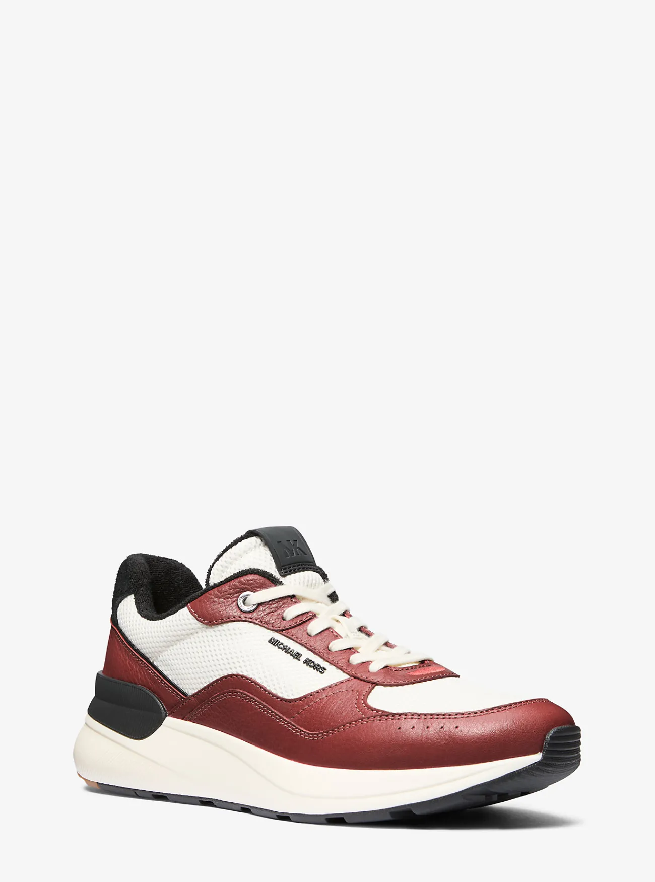 Michael Kors Sneaker Trevor van leer en stretchbreisel DONKERBRANDYMULTI Outlet