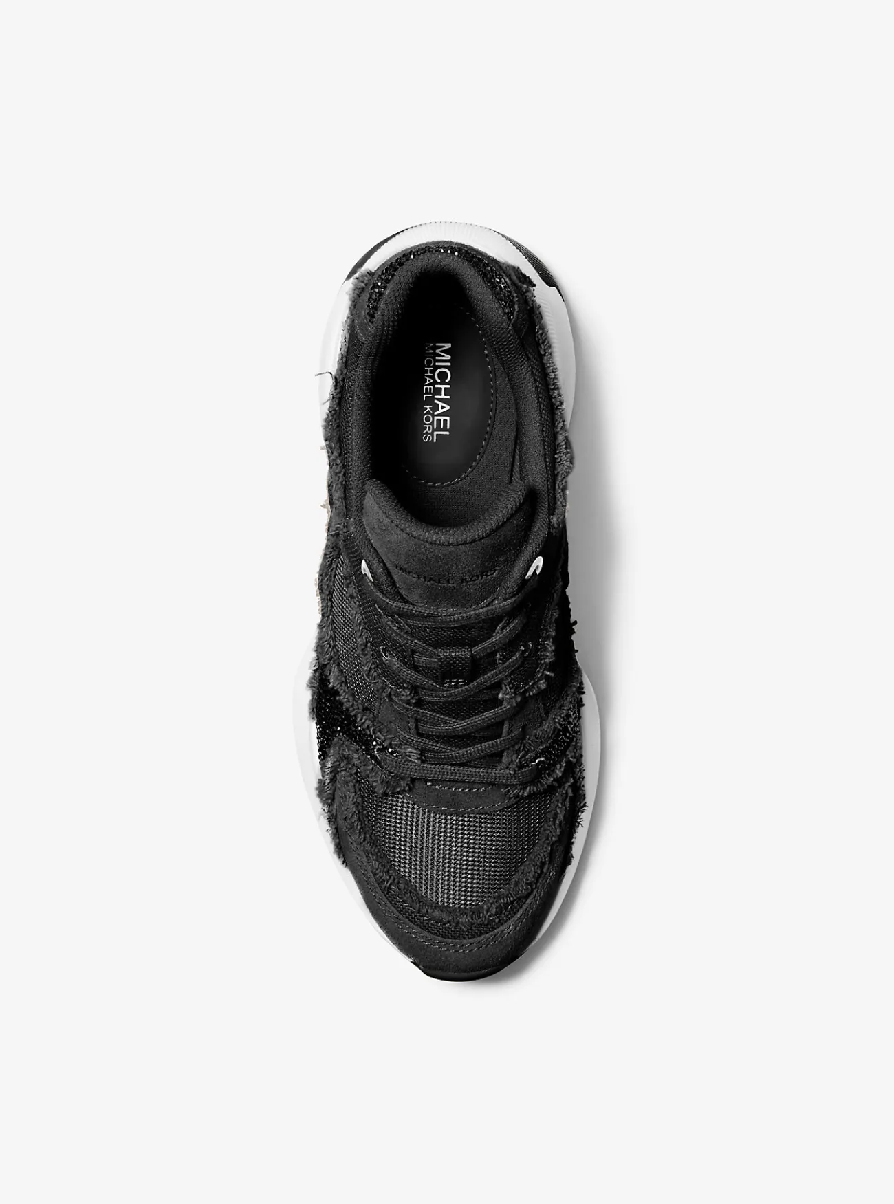 Michael Kors Sneaker Zuma van gemengd materiaal met versiering en rafels ZWART Hot