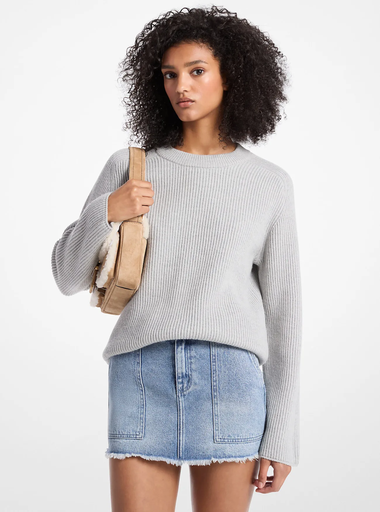 Michael Kors Sweater van geribde wol PARELGEM&Ecirc;LEERD Fashion
