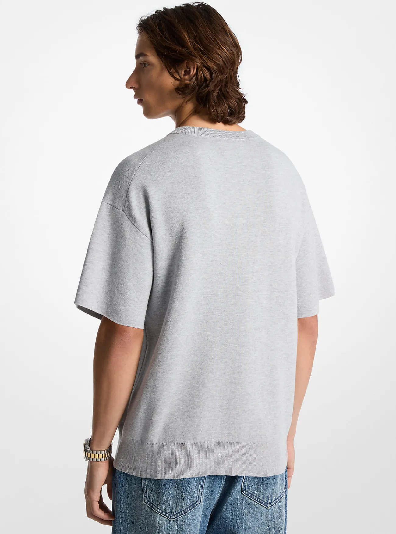Michael Kors Sweater van katoen met korte mouwen STEENGRIJS Online